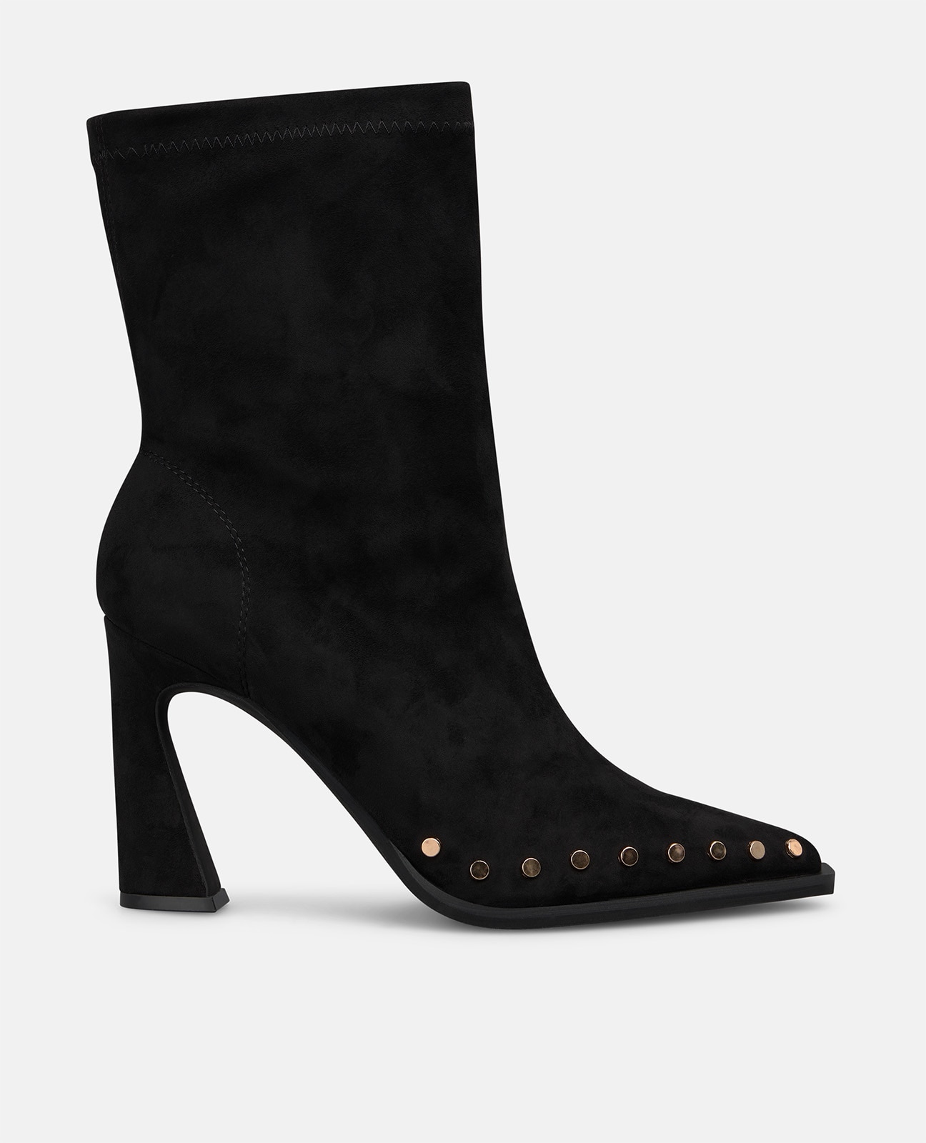 Botines básicos de mujer con cierre de cremallera y tachas metálicas - Negro Negro-1