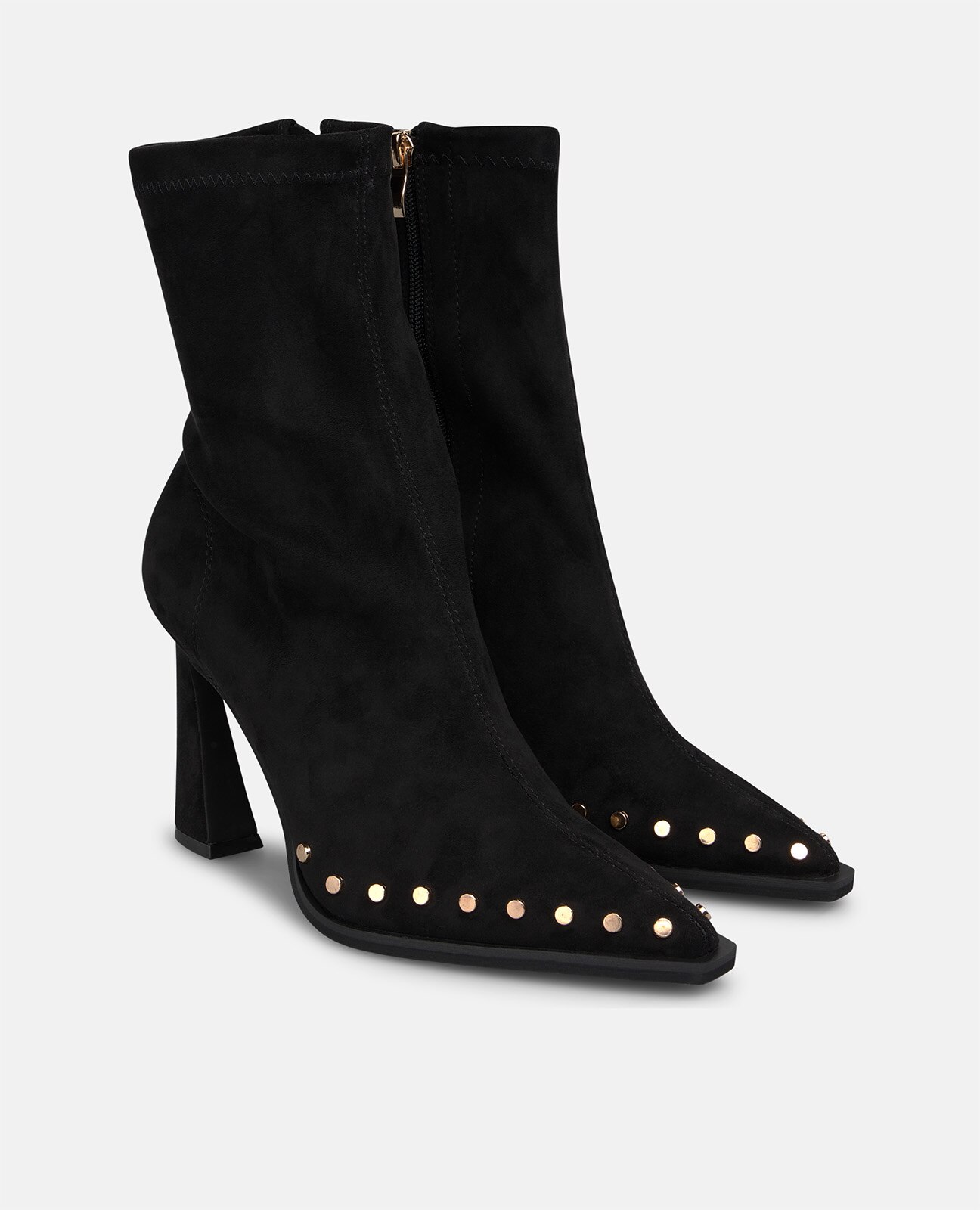 Botines básicos de mujer con cierre de cremallera y tachas metálicas - Negro Negro-3