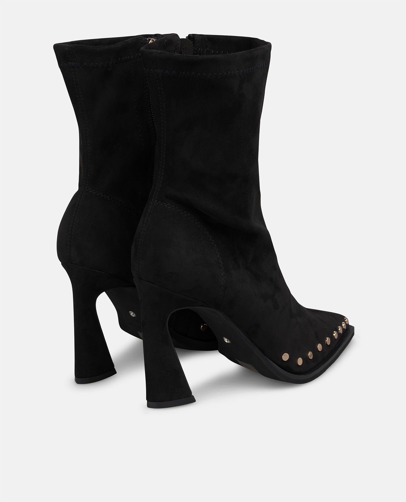 Botines básicos de mujer con cierre de cremallera y tachas metálicas - Negro Negro-2