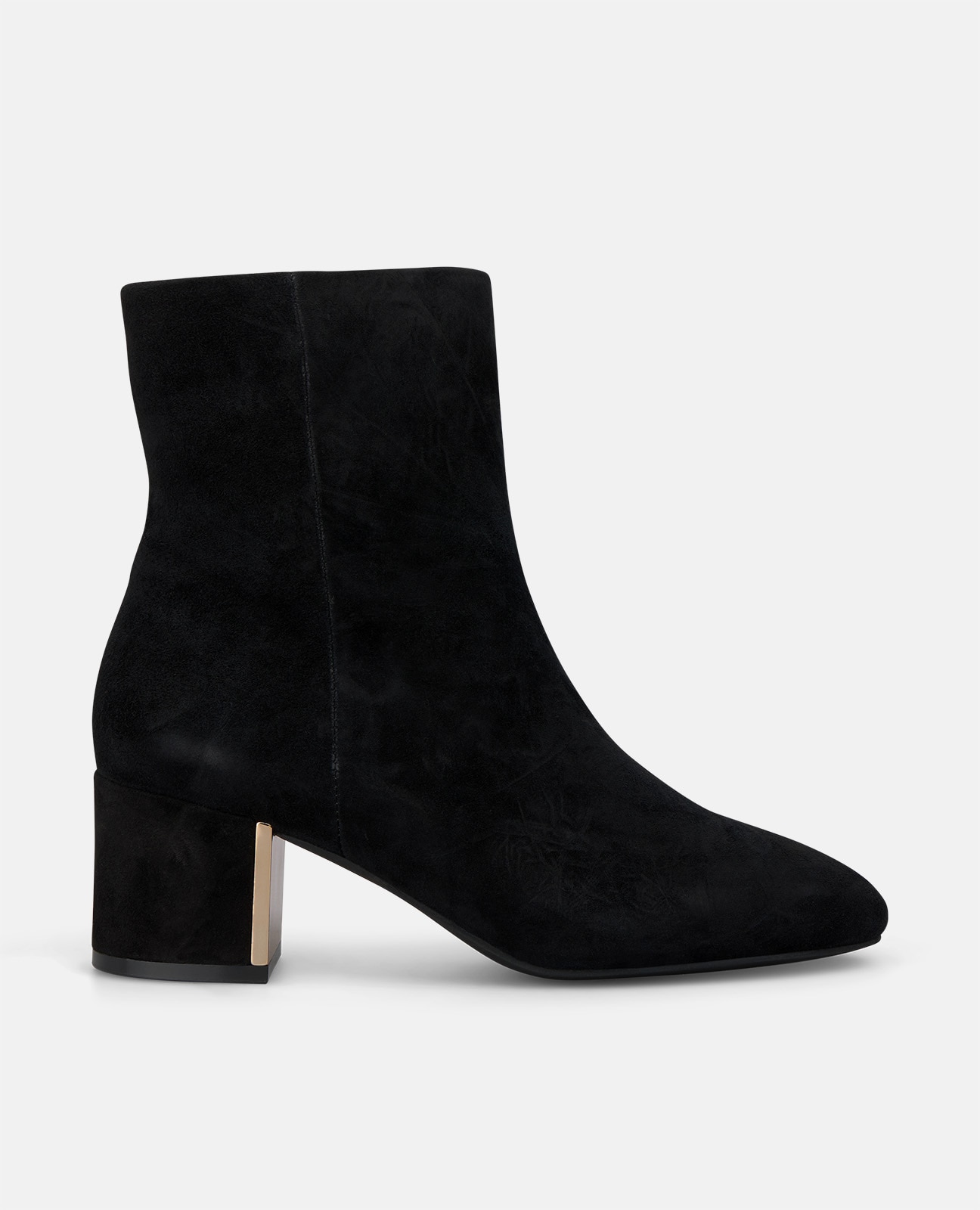 Botines básicos de mujer en ante con puntera redonda - Negro Negro-1