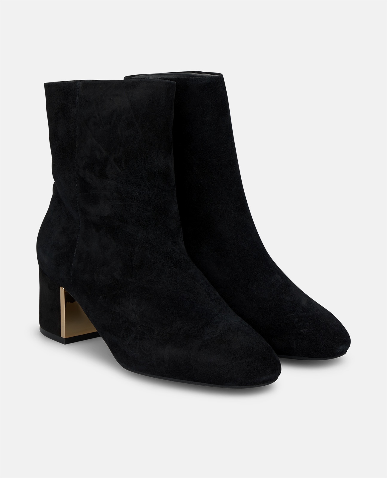 Botines básicos de mujer en ante con puntera redonda - Negro Negro-3