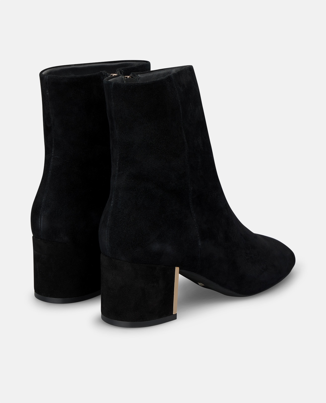 Botines básicos de mujer en ante con puntera redonda - Negro Negro-2