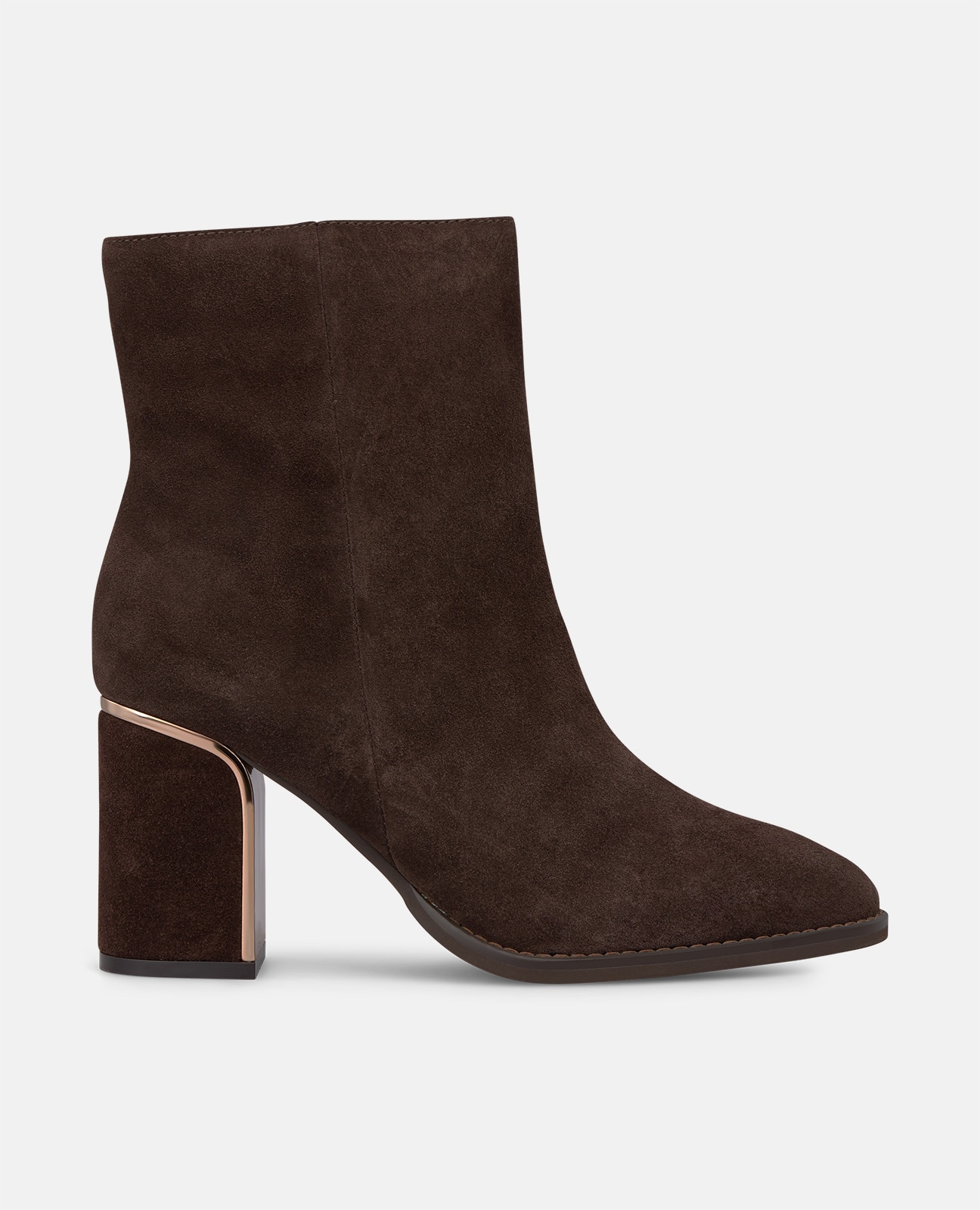 Botines básicos de mujer en ante con cierre de cremallera - Marrón Marrón-1