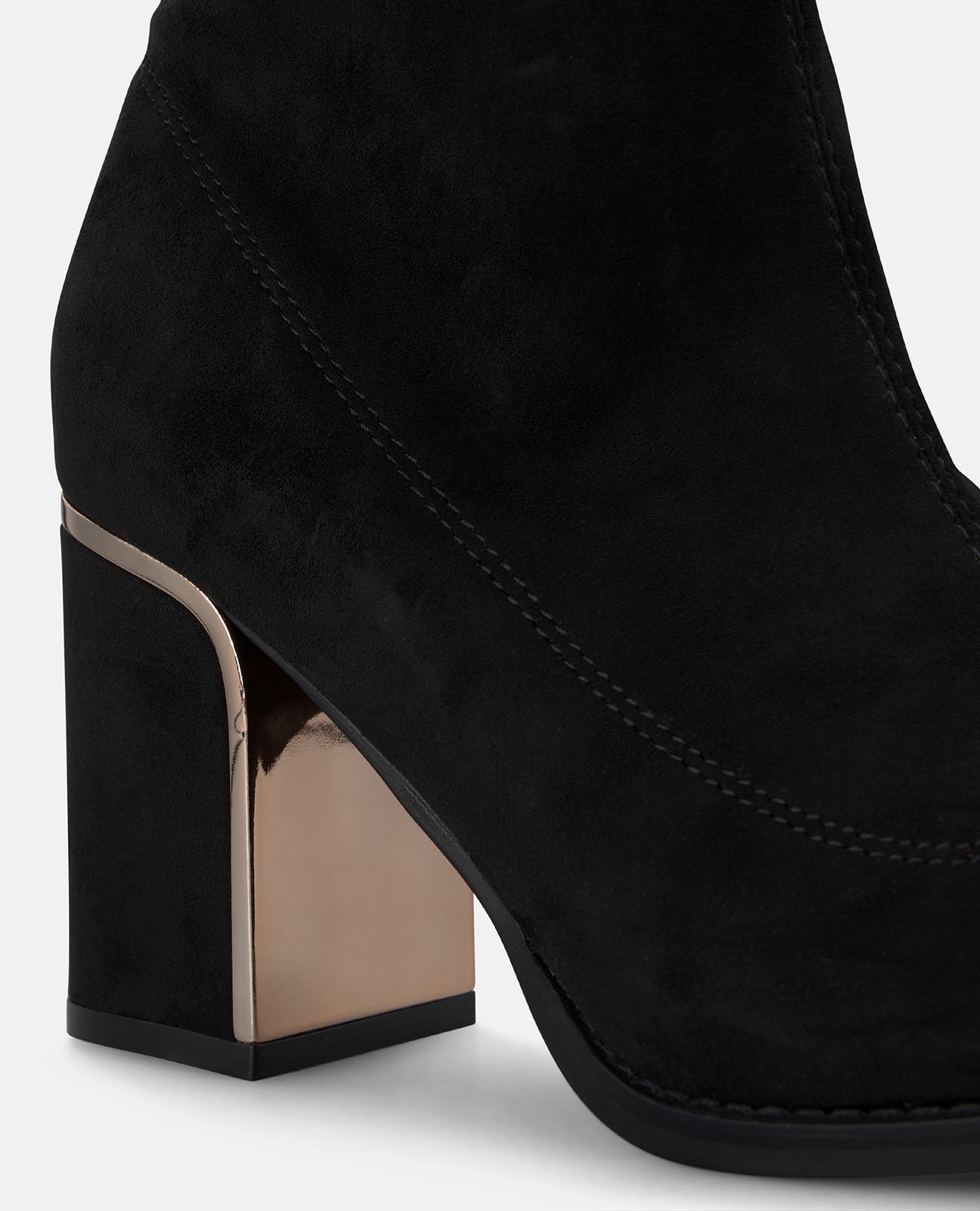 Botines básicos de mujer con tacón de bloque y cierre de cremallera - Negro Negro-4
