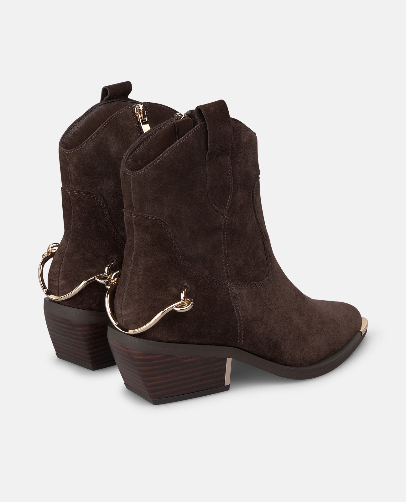 Botines cowboy de mujer en piel con cierre de cremallera - Alma en Pena - Marrón Marrón-2