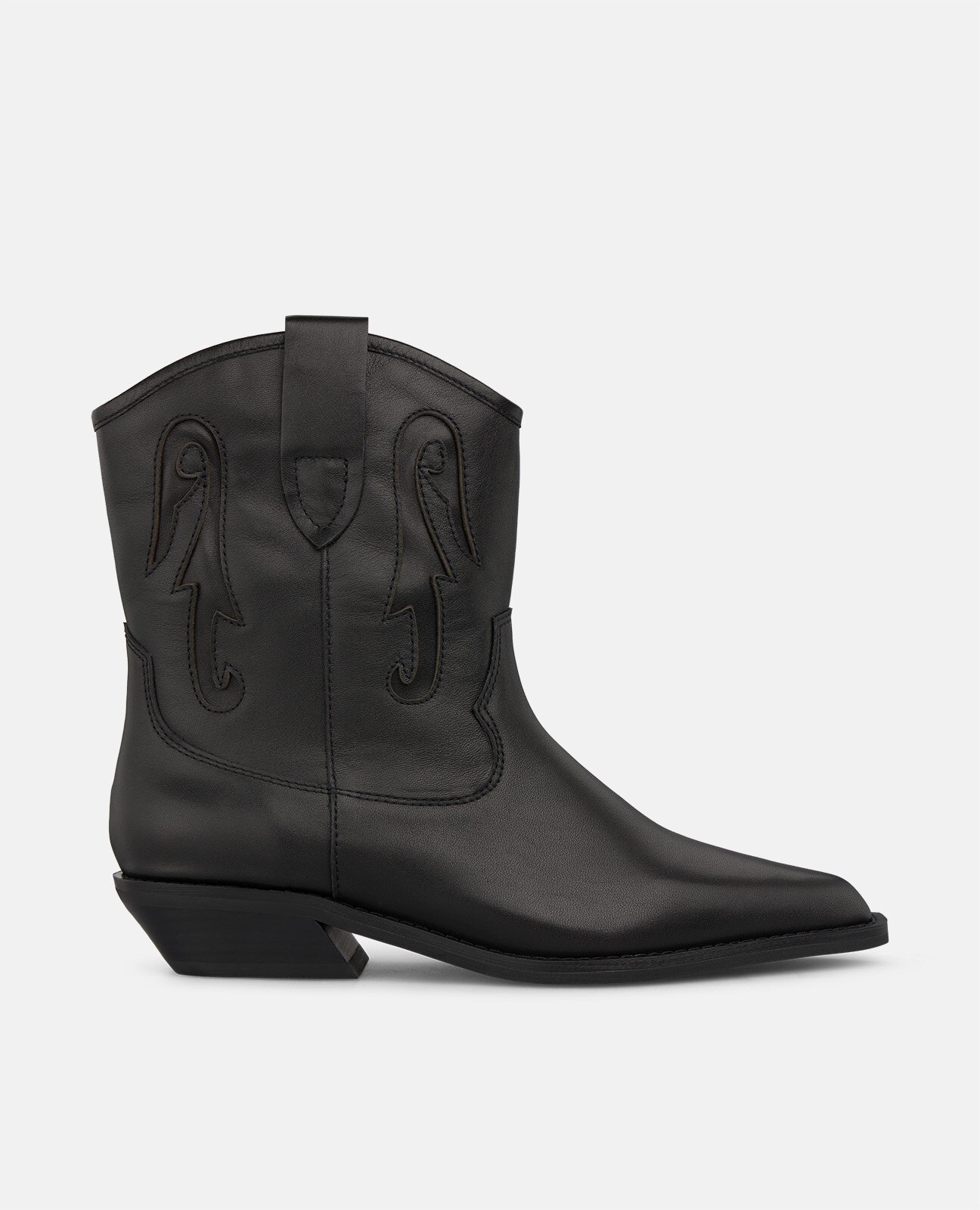 Botines cowboy de mujer en napa con detalles bordados - Negro Negro-1