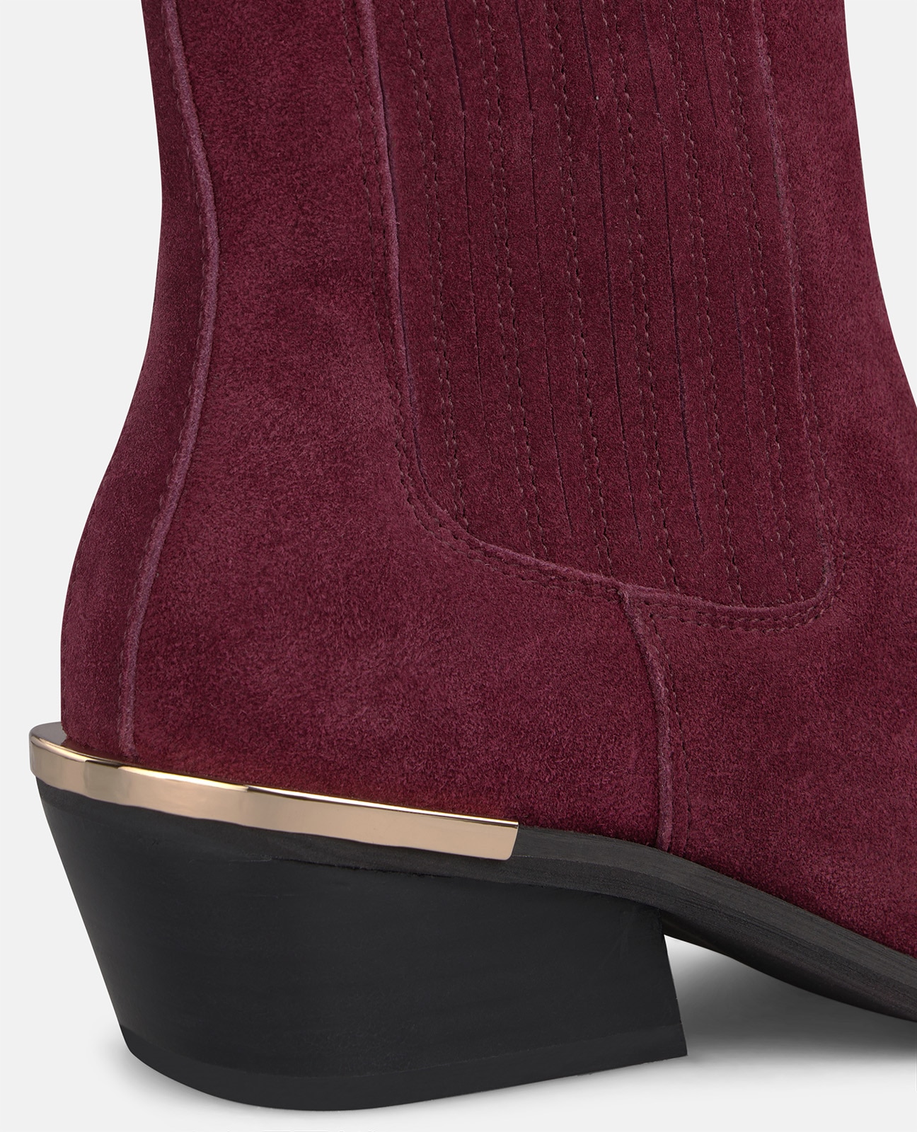 Botines Chelsea de mujer en ante con acabado en punta - Burdeos Burdeos-4