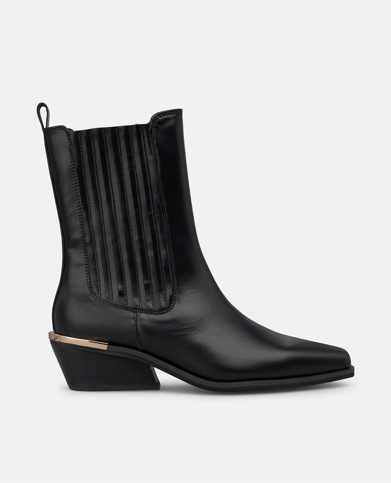 Botines Chelsea de mujer en napa con acabado en punta - Negro Negro-1