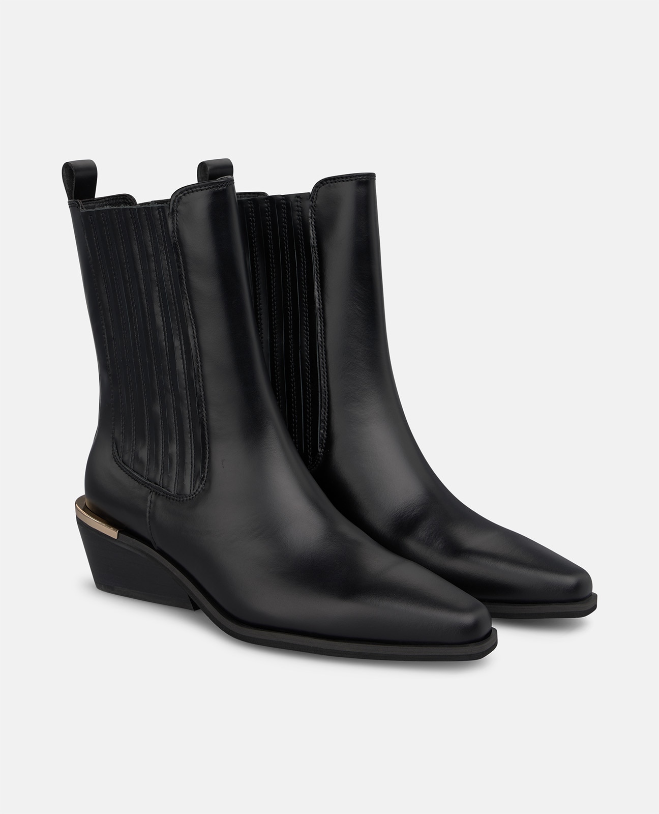 Botines Chelsea de mujer en napa con acabado en punta - Negro Negro-3