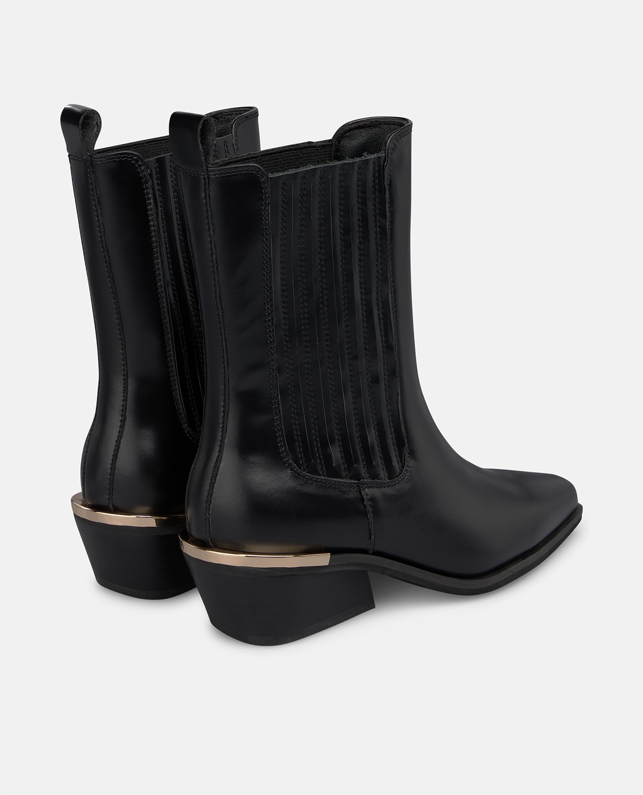 Botines Chelsea de mujer en napa con acabado en punta - Negro Negro-2