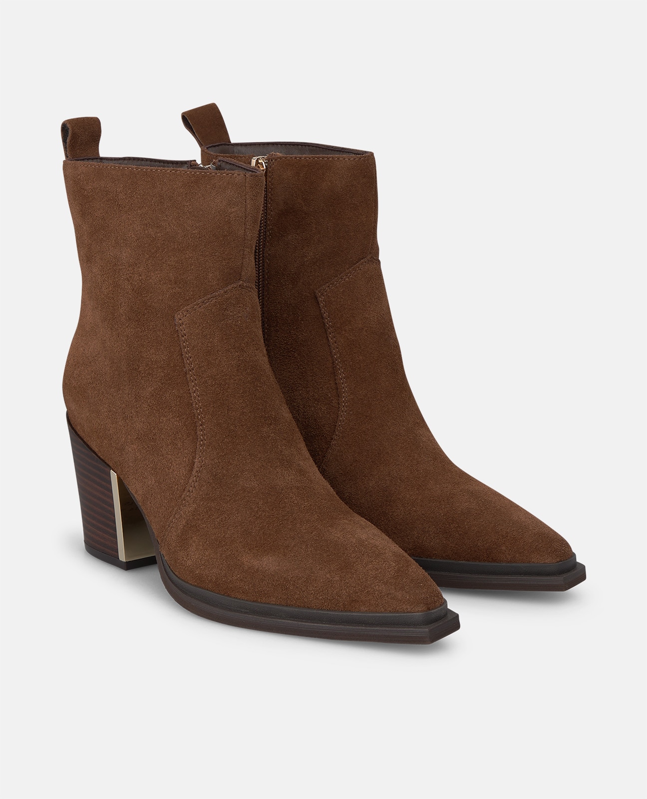 Botines básicos de mujer en piel con cierre de cremallera - Alma en Pena - Camel Camel-4
