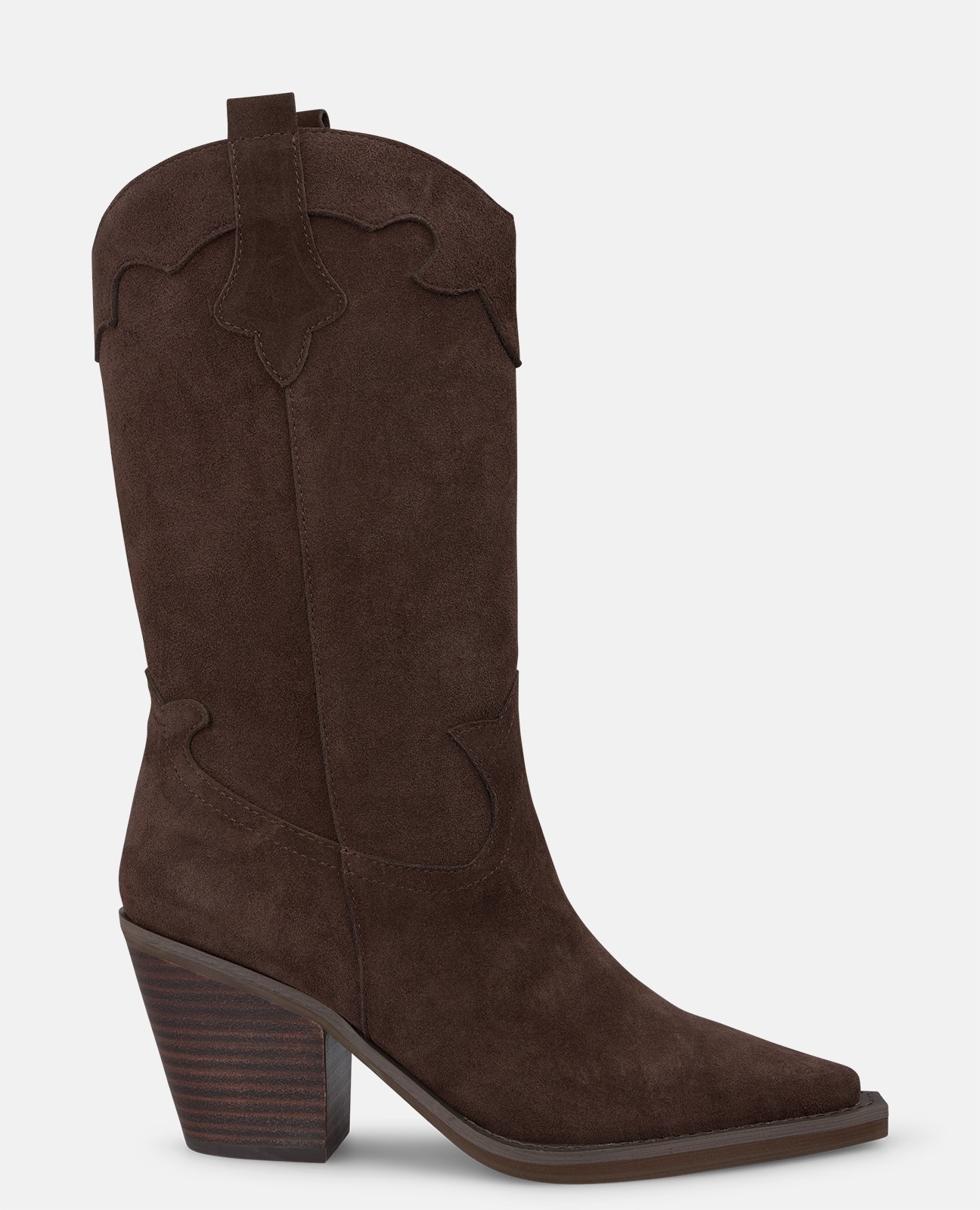 Botas cowboy de mujer en ante con tiradores laterales - Marrón Marrón-1