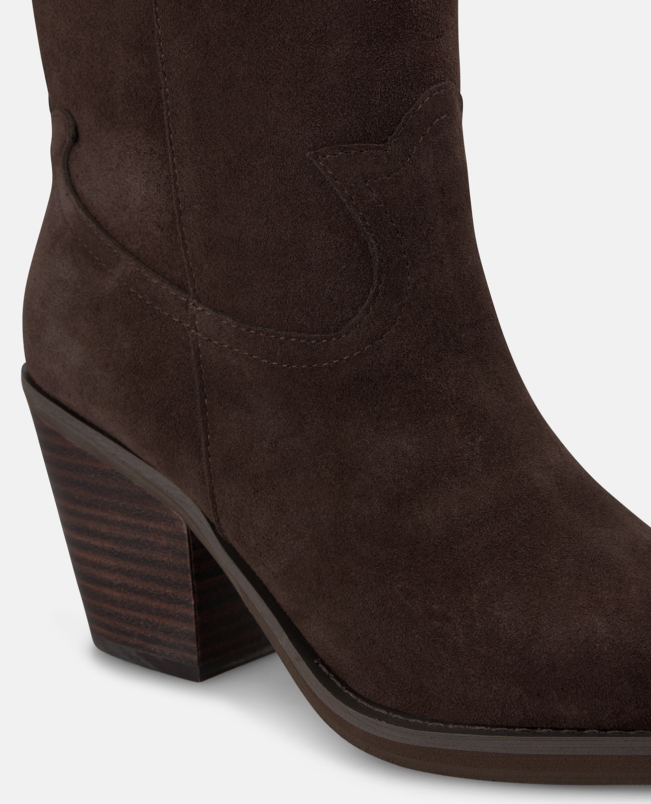 Botas cowboy de mujer en ante con tiradores laterales - Marrón Marrón-4