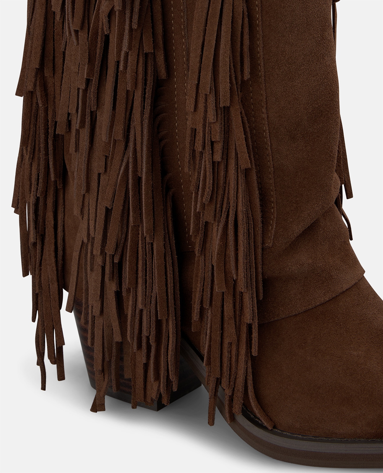 Botas cowboy de mujer en ante con flecos - Camel Camel-2