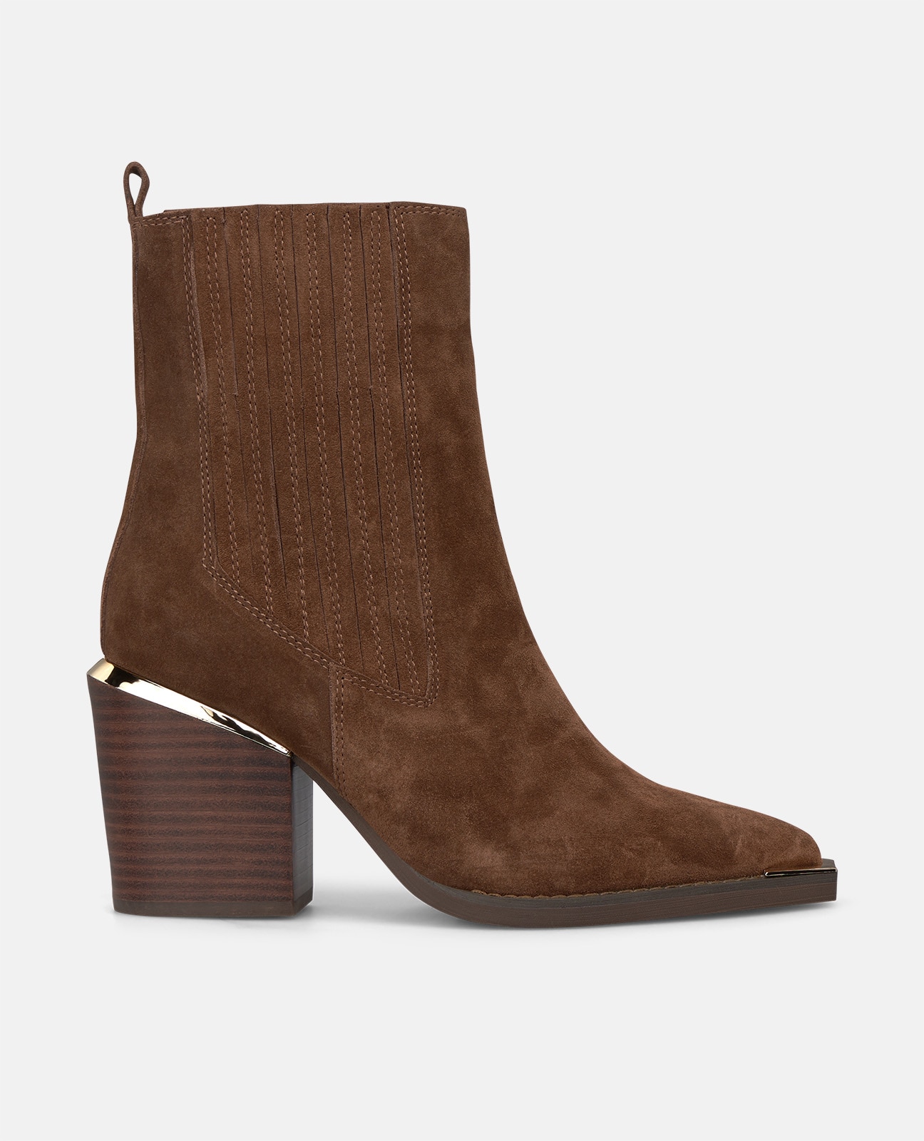 Botines chelsea de mujer en ante con acabado en punta - Alma en Pena - Camel Camel-1