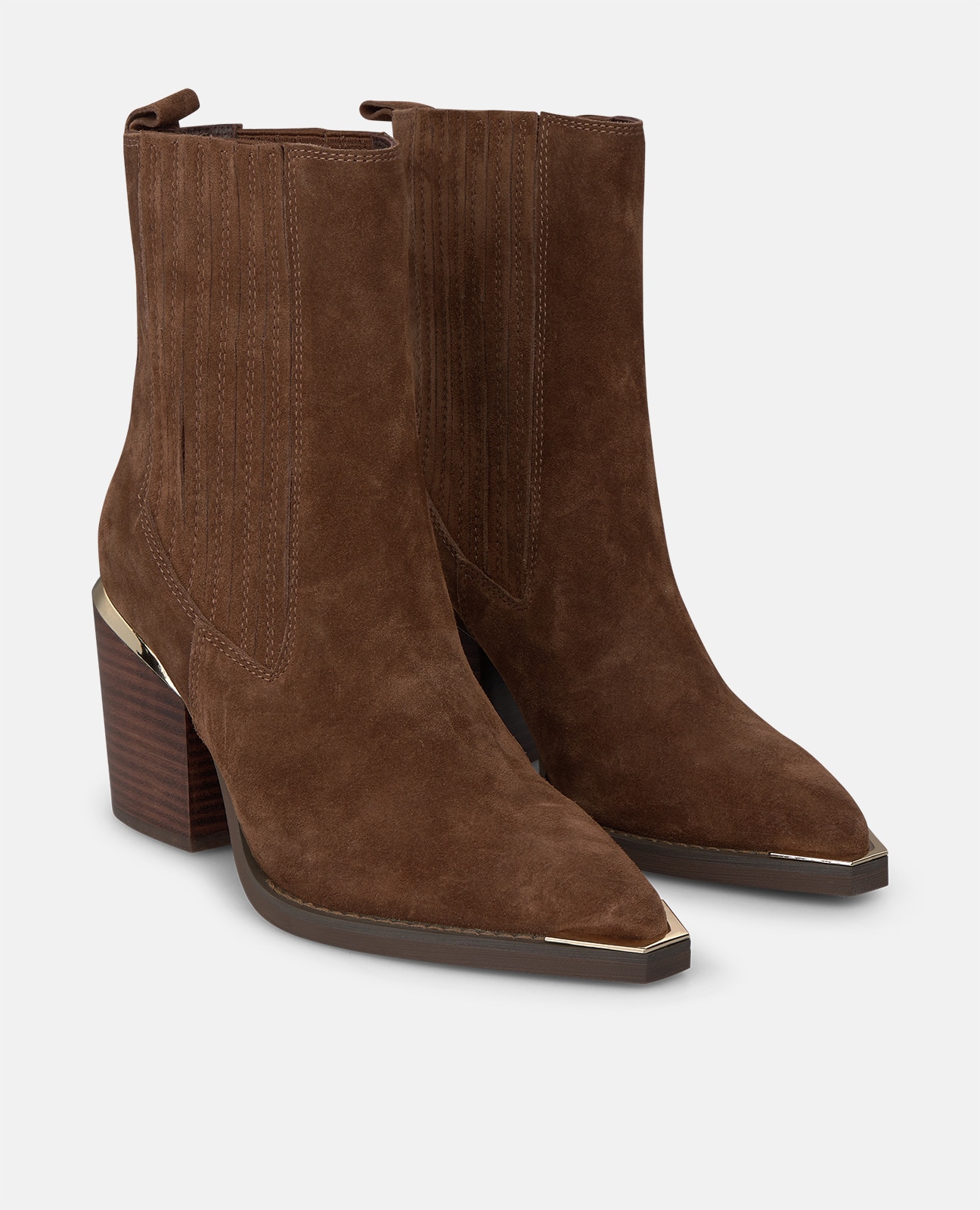 Botines chelsea de mujer en ante con acabado en punta - Alma en Pena - Camel Camel-3