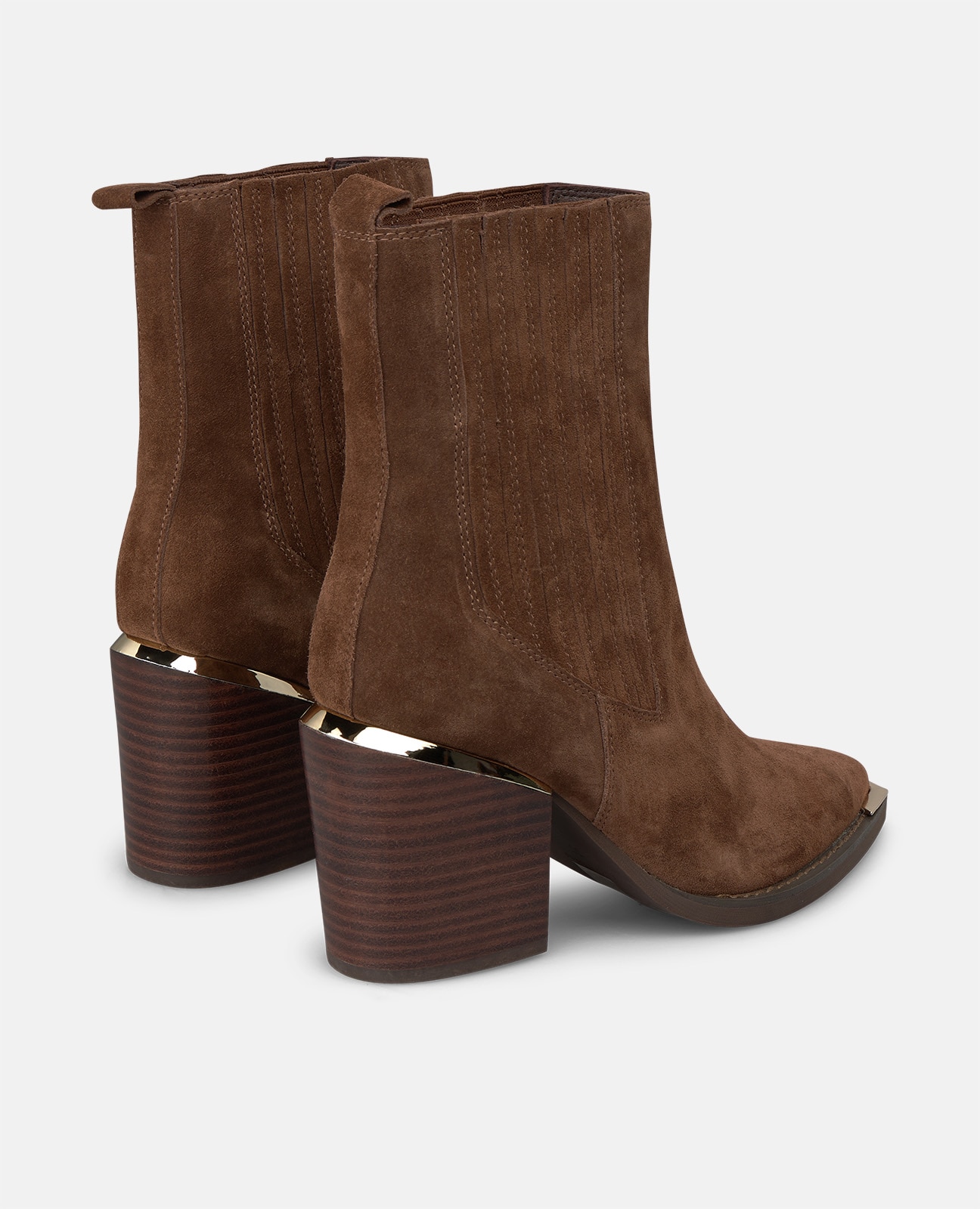 Botines chelsea de mujer en ante con acabado en punta - Alma en Pena - Camel Camel-2