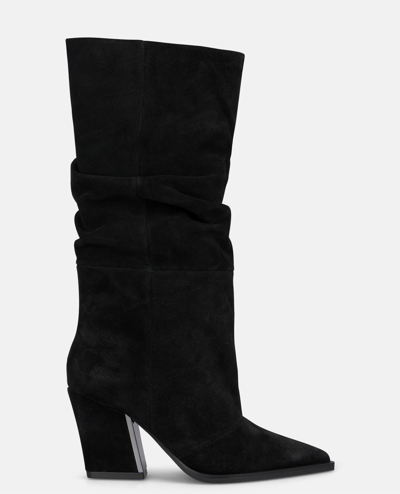 Botas básicas de mujer en ante con efecto fruncido - Negro Negro-1