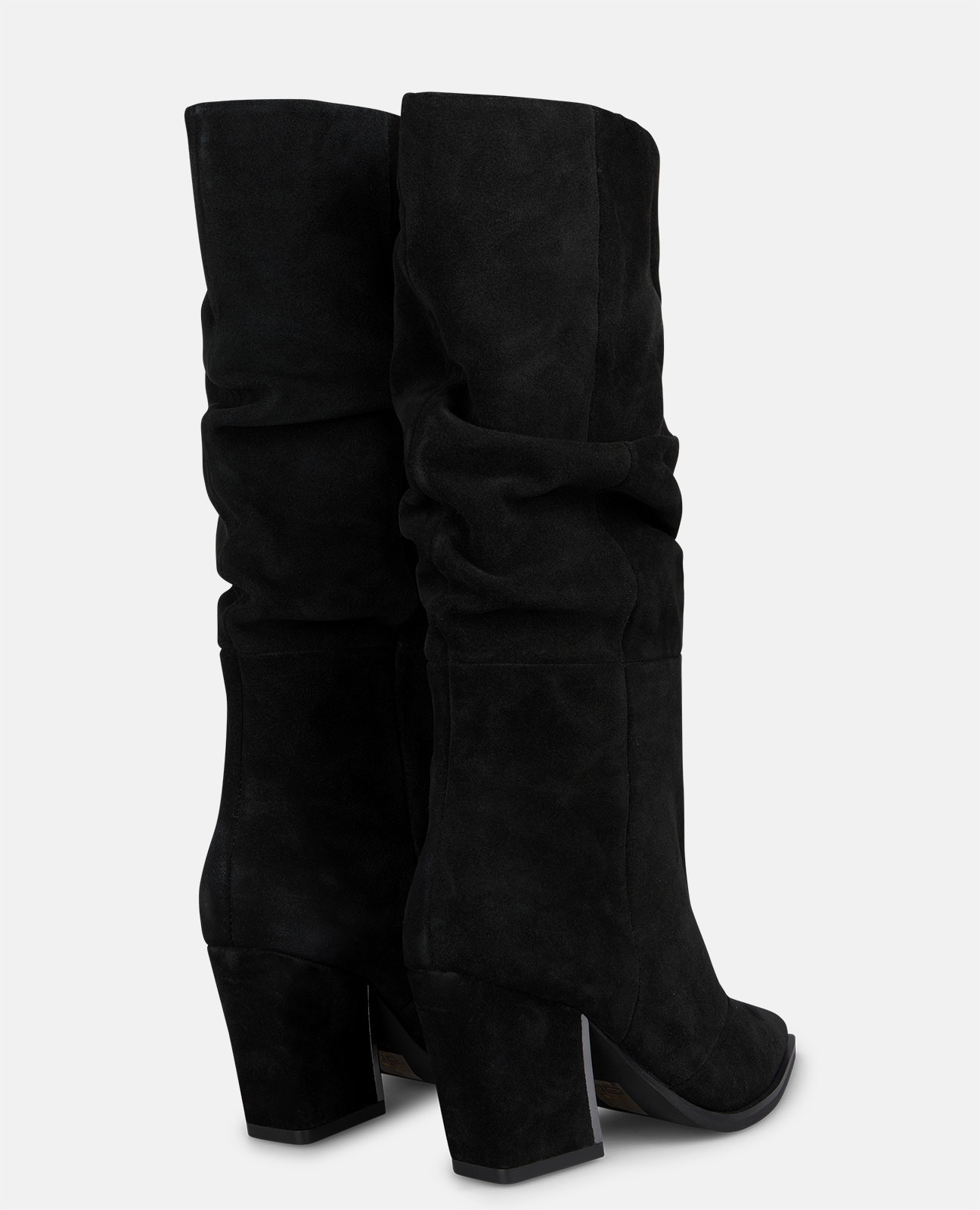 Botas básicas de mujer en ante con efecto fruncido - Negro Negro-2