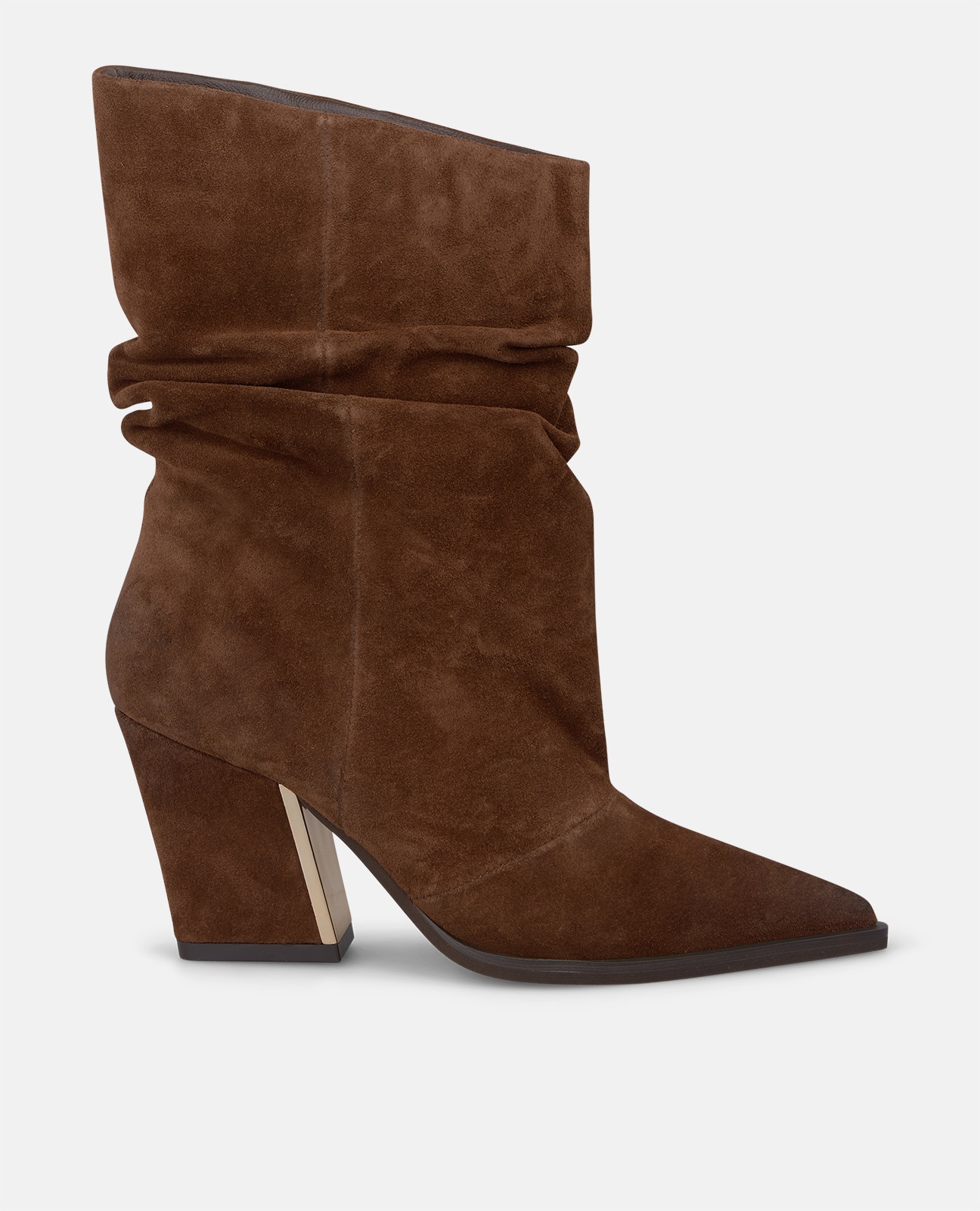 Botines básicos de mujer en ante con acabado en punta - Camel Camel-1