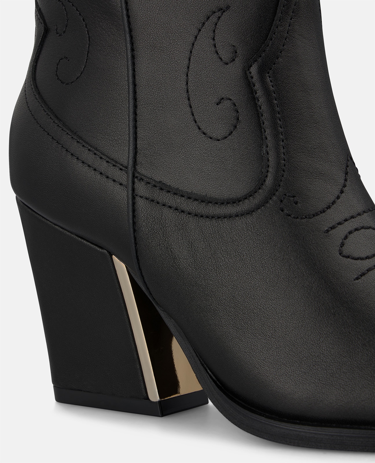 Botines cowboy de mujer en napa con detalles bordados - Alma en Pena - Negro Negro-4