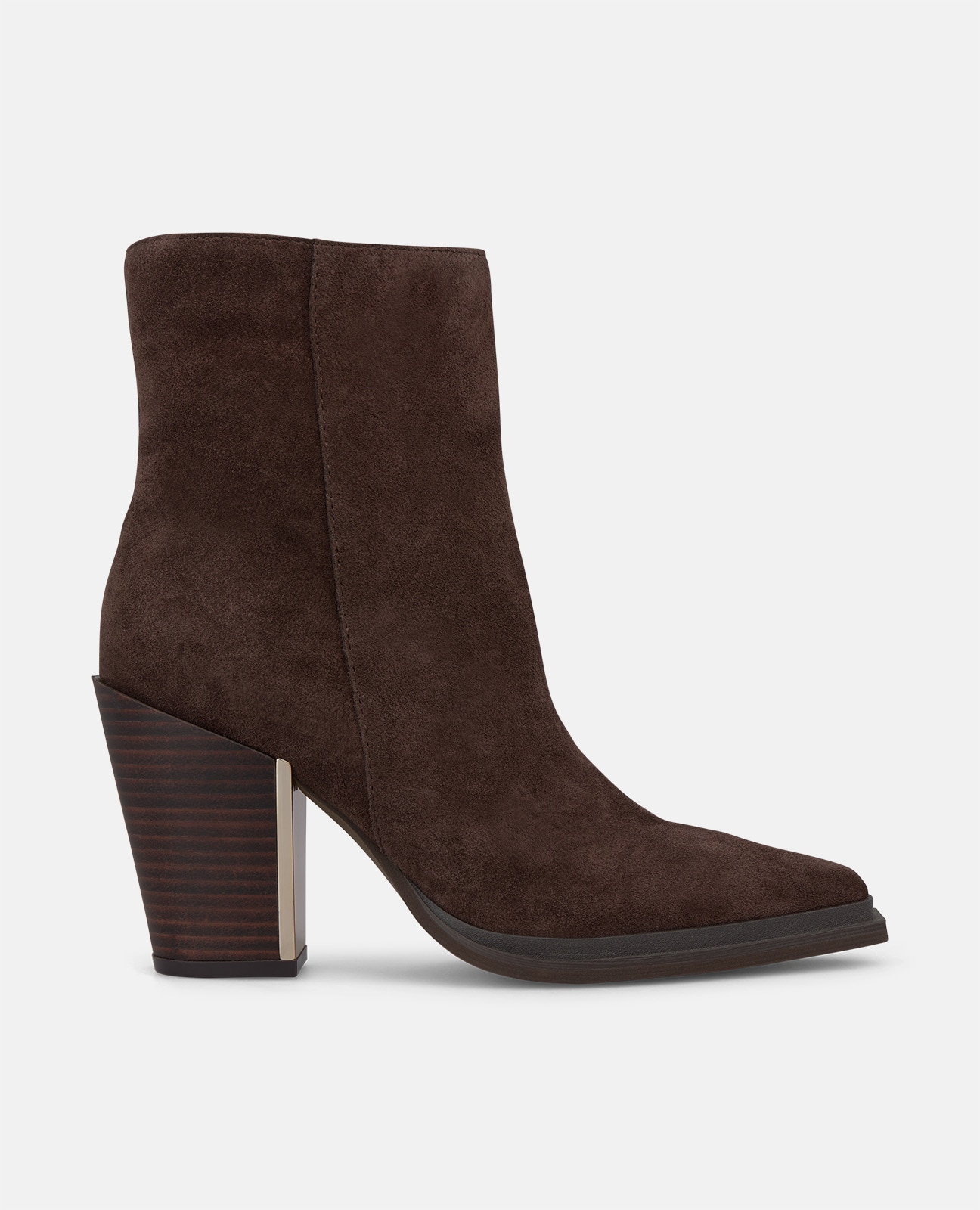 Botines básicos de mujer en ante con efecto cocodrilo - Marrón Marrón-1
