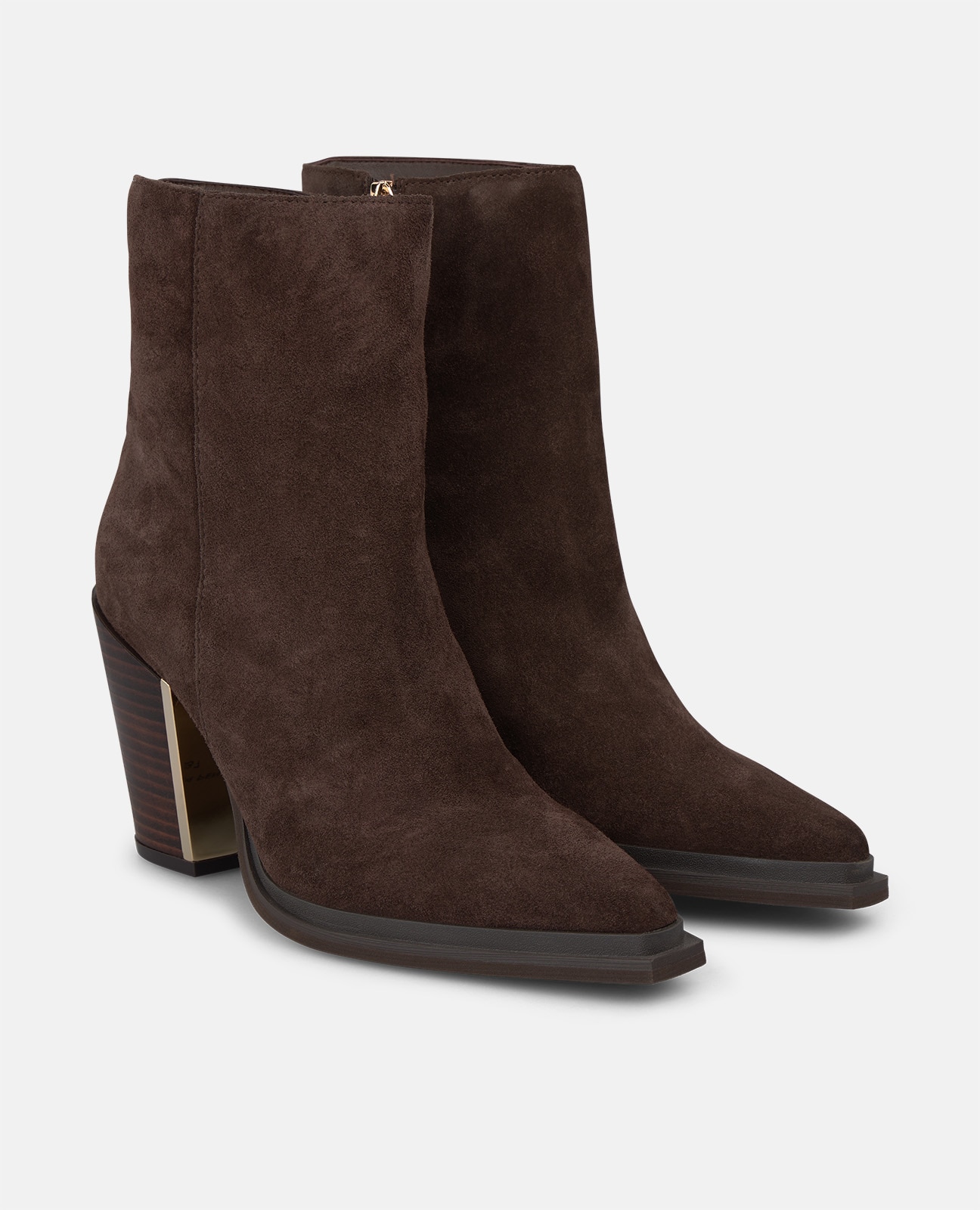 Botines básicos de mujer en ante con efecto cocodrilo - Marrón Marrón-4