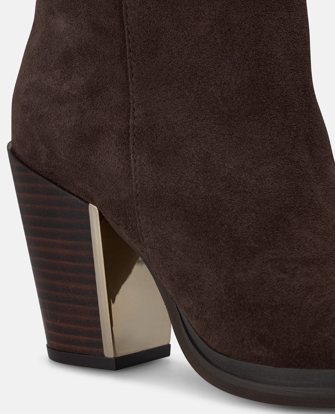 Botines básicos de mujer en ante con efecto cocodrilo - Marrón Marrón-2