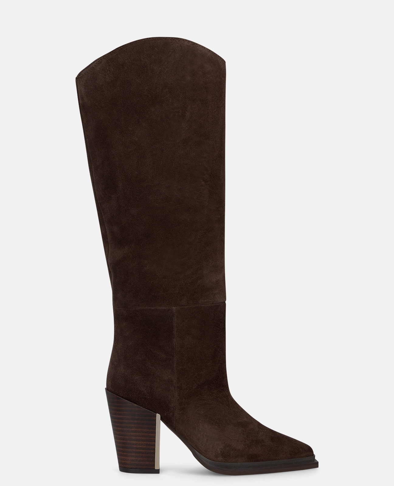 Botas básicas de mujer en ante con tacón cuadrado - Marrón Marrón-1