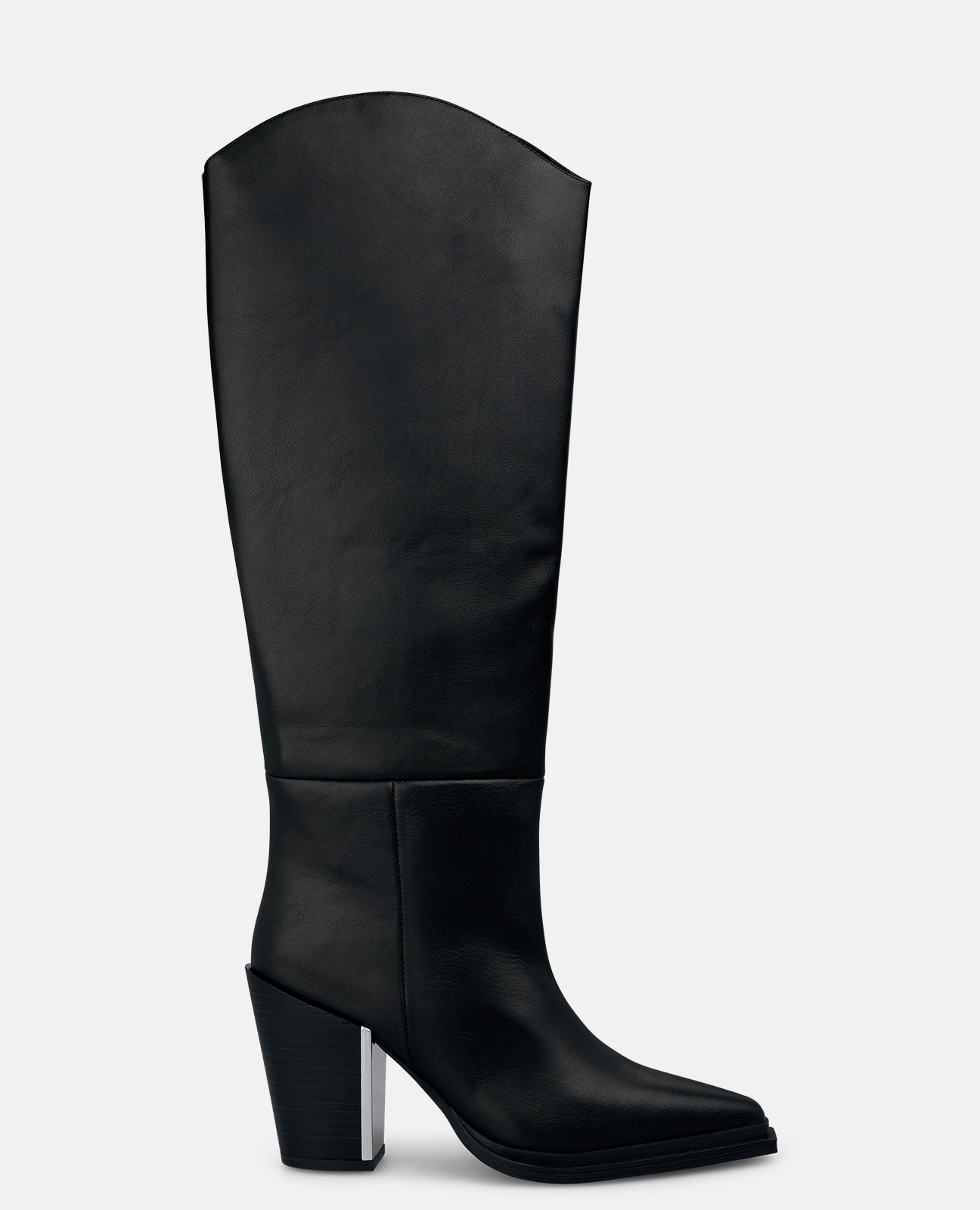 Botas básicas de mujer en napa con tacón cuadrado - Negro Negro-1