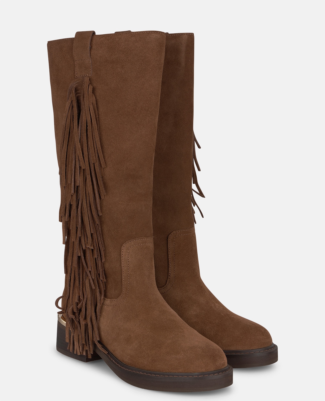 Botas básicas de mujer en piel con flecos - Alma en Pena - Camel Camel-3