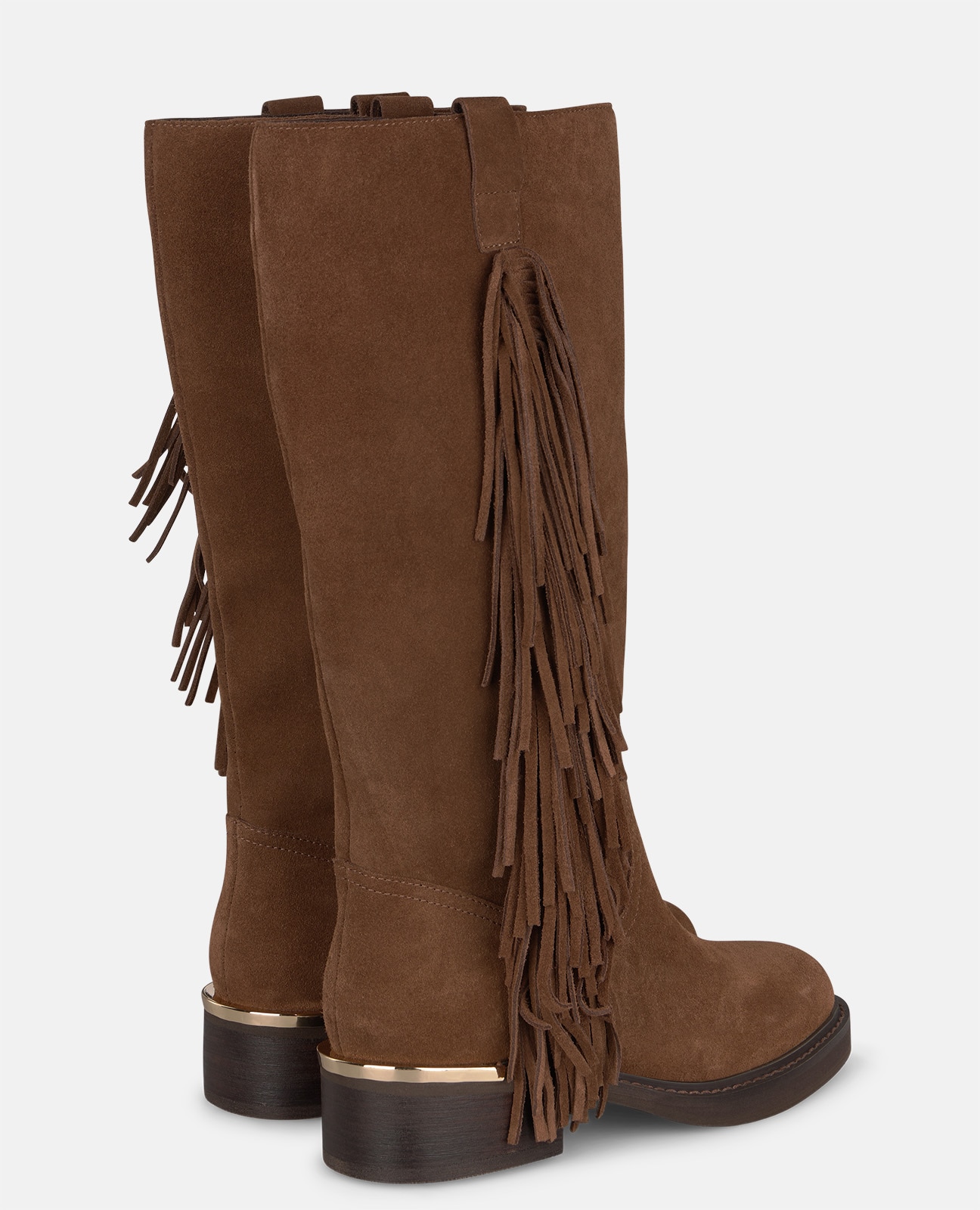 Botas básicas de mujer en piel con flecos - Alma en Pena - Camel Camel-2