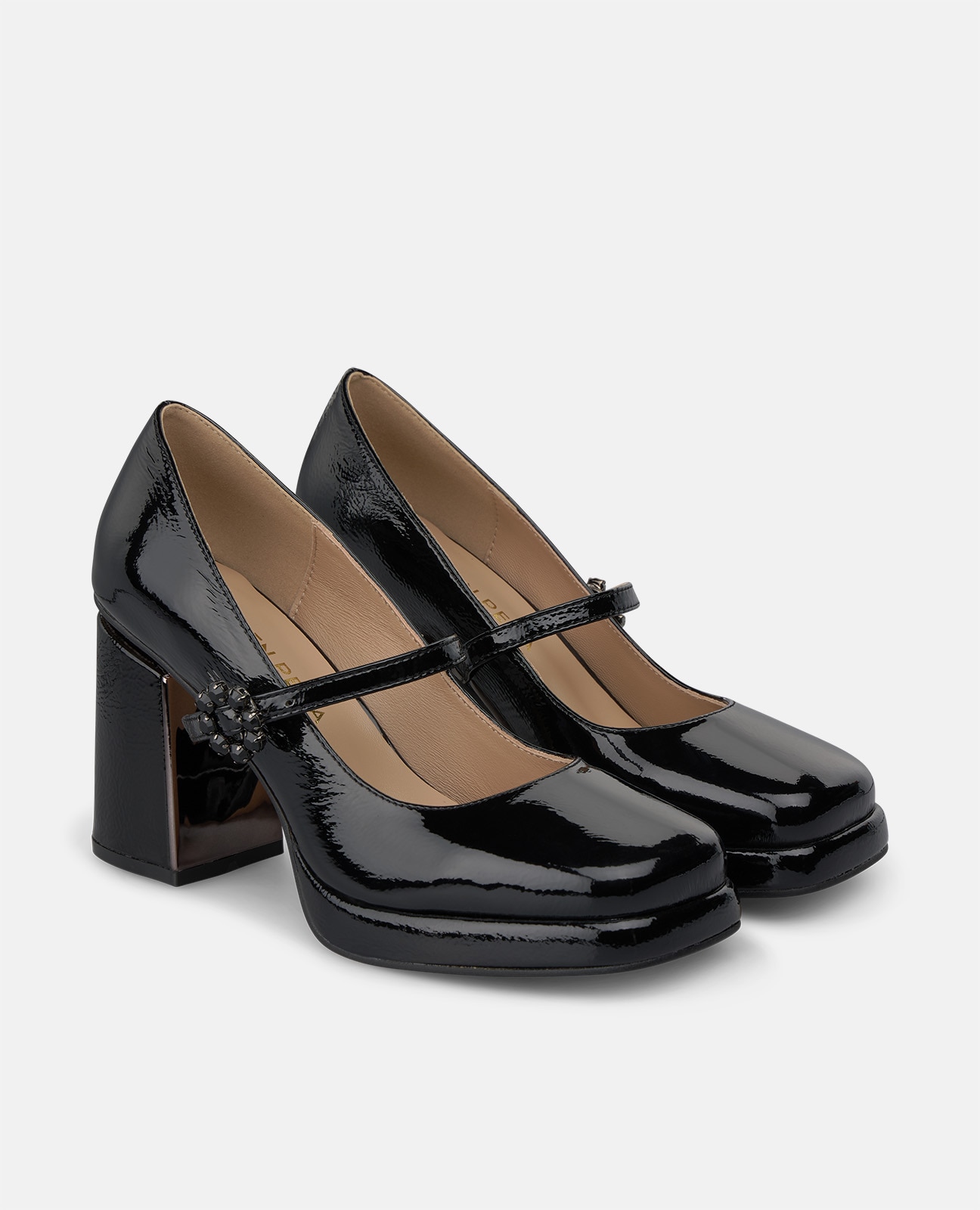 Zapato de salón de mujer en charol con plataforma - Alma en Pena - Negro Negro-3