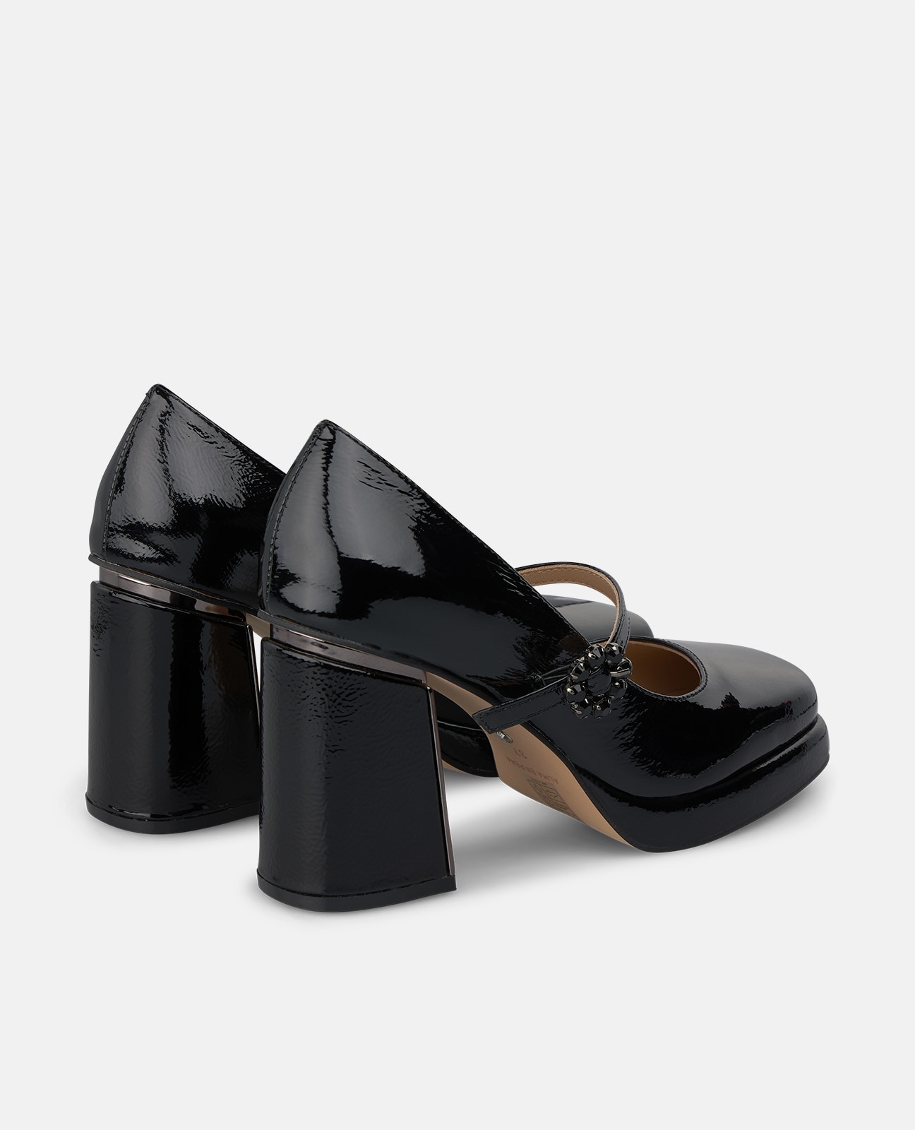Zapato de salón de mujer en charol con plataforma - Alma en Pena - Negro Negro-2