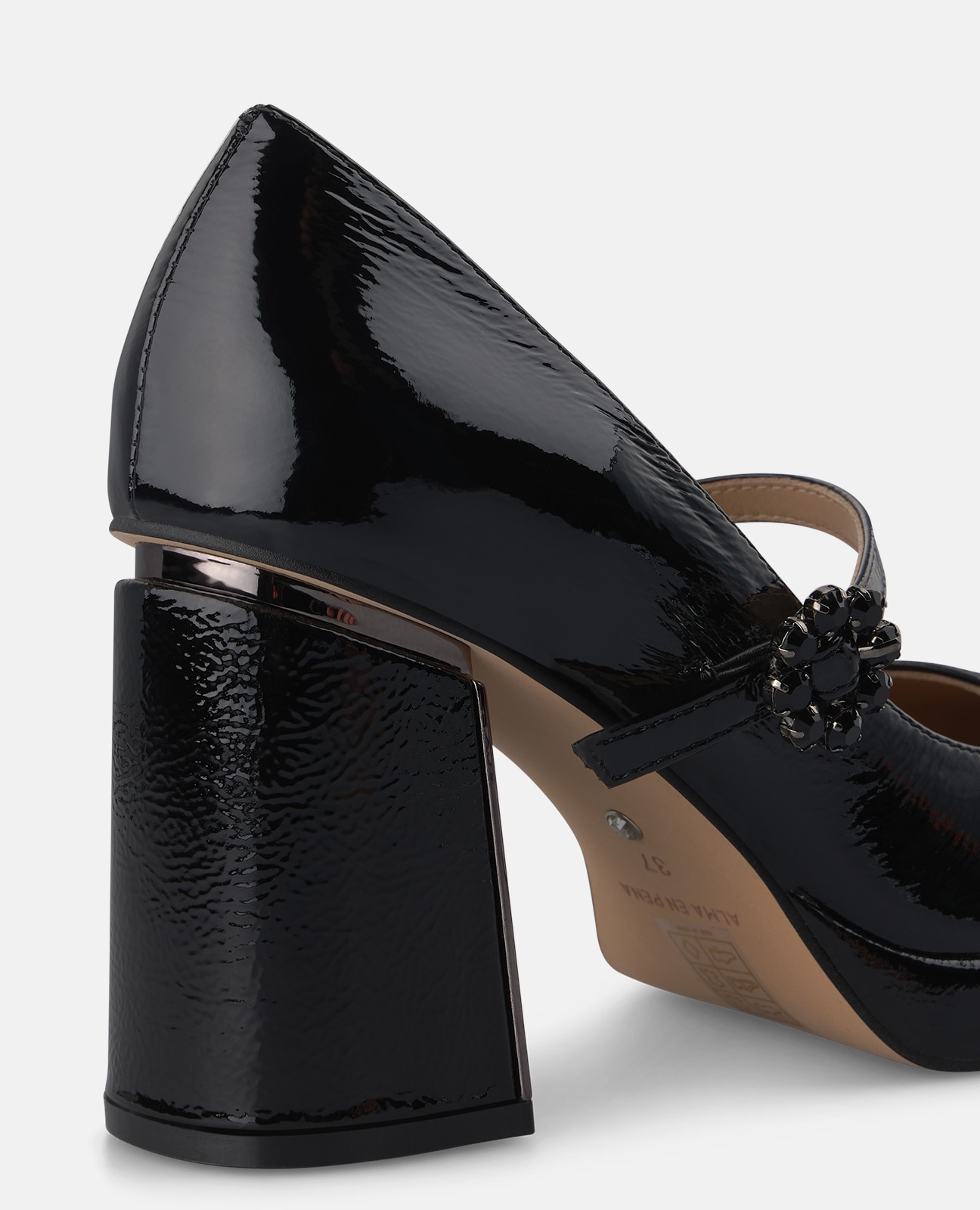 Zapato de salón de mujer en charol con plataforma - Alma en Pena - Negro Negro-4