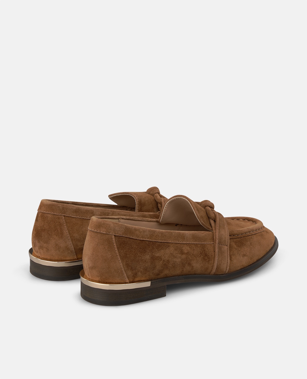 Mocasín plano de mujer en ante con detalle nudo - Alma en Pena - Camel Camel-2
