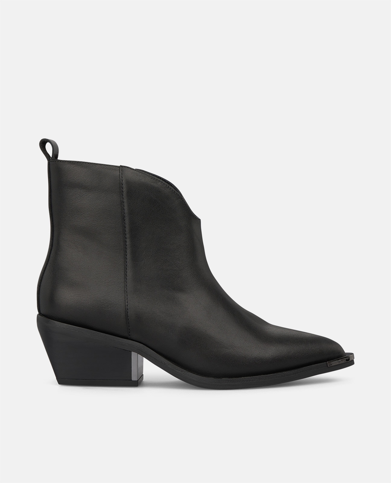 Botines básicos de mujer en ante con caña asimétrica y cierre de cremallera - Alma en Pena - Negro Negro-1