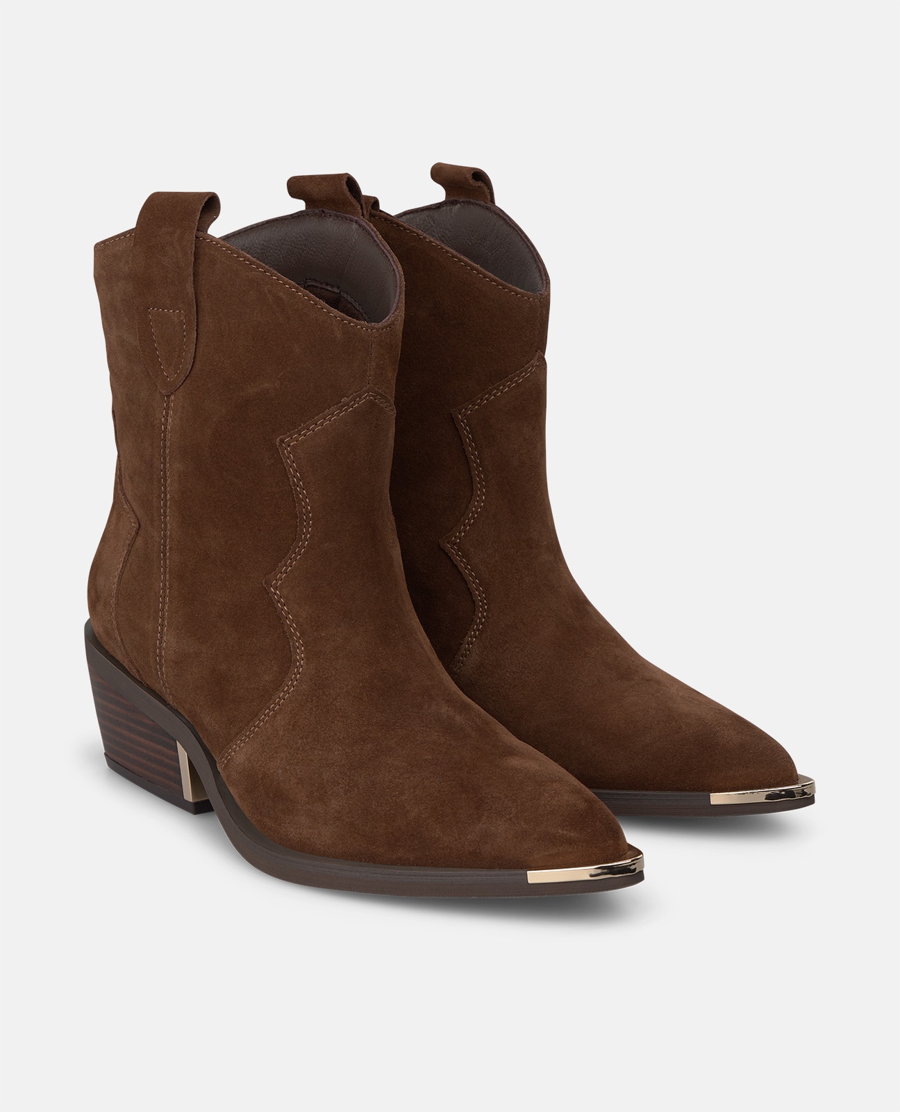 Botines cowboy de mujer en ante con tiradores - Alma en Pena - Camel Camel-3