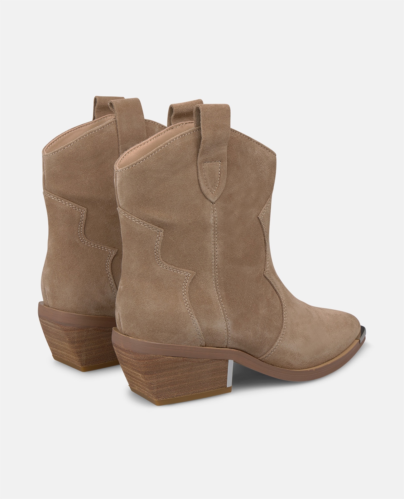 Botines cowboy de mujer en ante con tiradores - Alma en Pena - Visón Visón-2