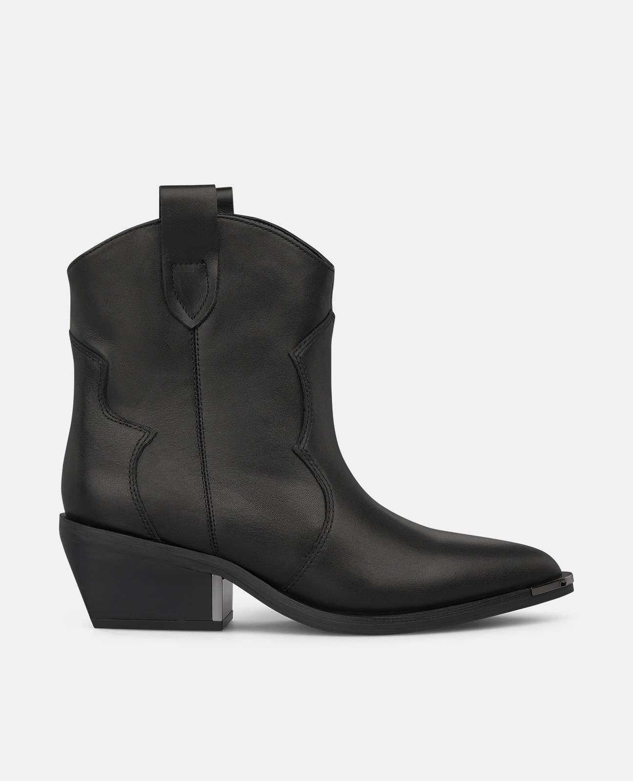 Botines cowboy de mujer en napa con tiradores - Alma en Pena - Negro Negro-1