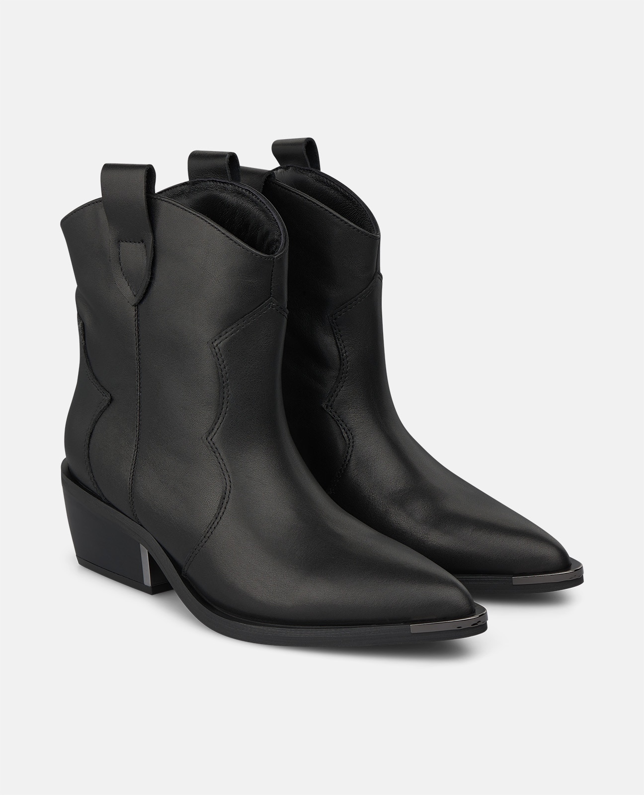 Botines cowboy de mujer en napa con tiradores - Alma en Pena - Negro Negro-3
