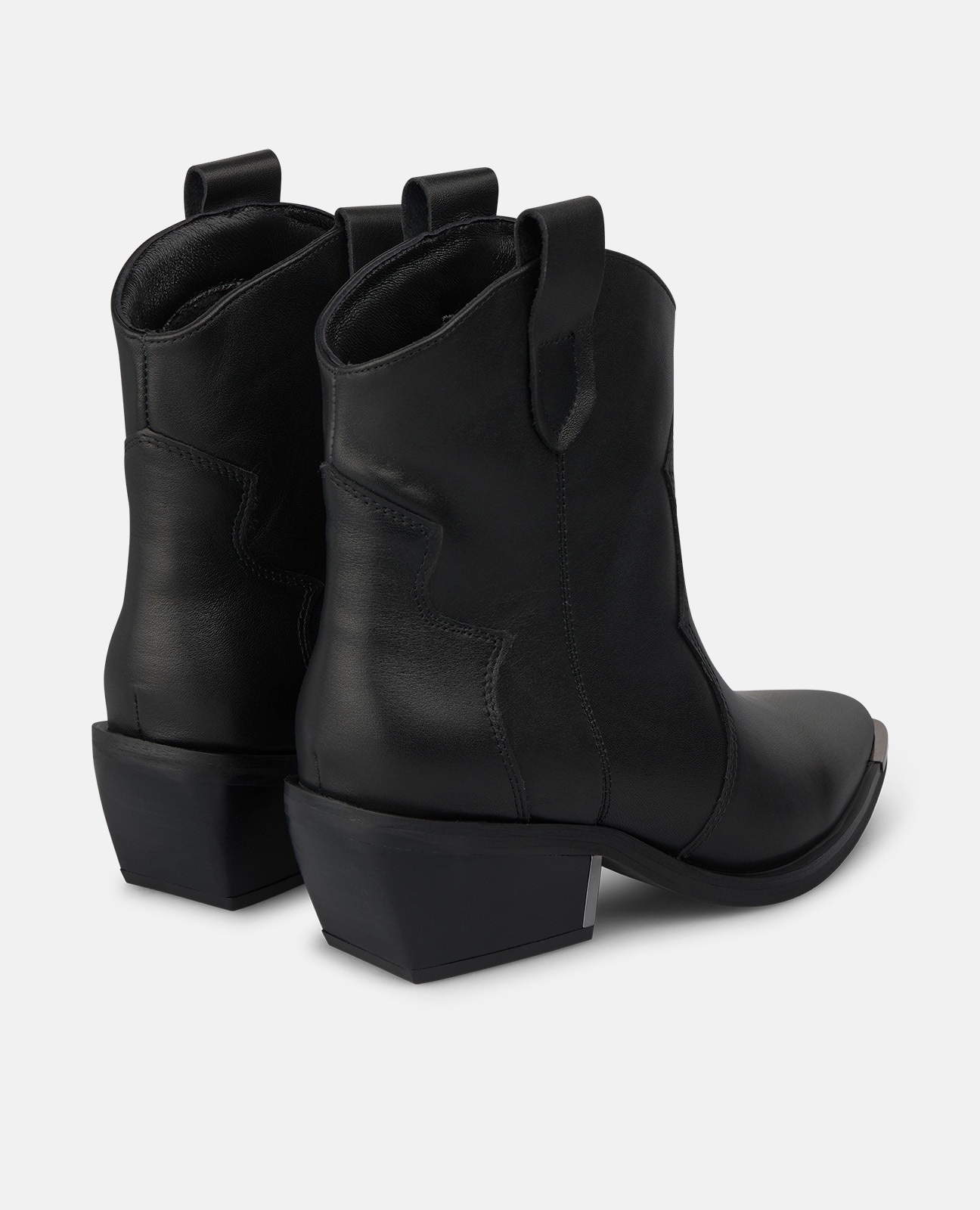 Botines cowboy de mujer en napa con tiradores - Alma en Pena - Negro Negro-2