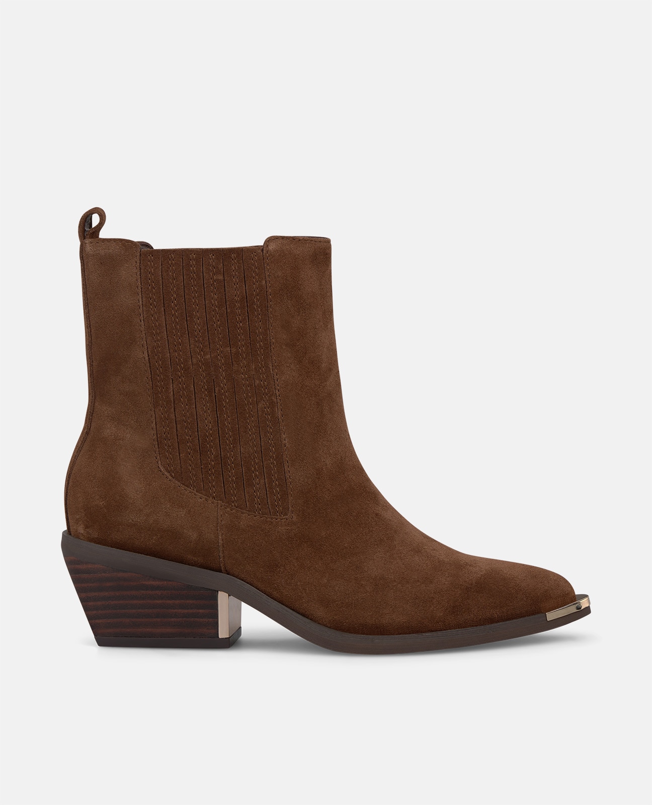 Botines chelsea de mujer en ante con tacón de bloque - Alma en Pena - Camel Camel-1