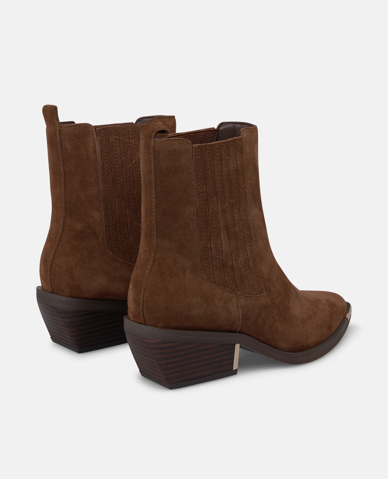 Botines chelsea de mujer en ante con tacón de bloque - Alma en Pena - Camel Camel-2