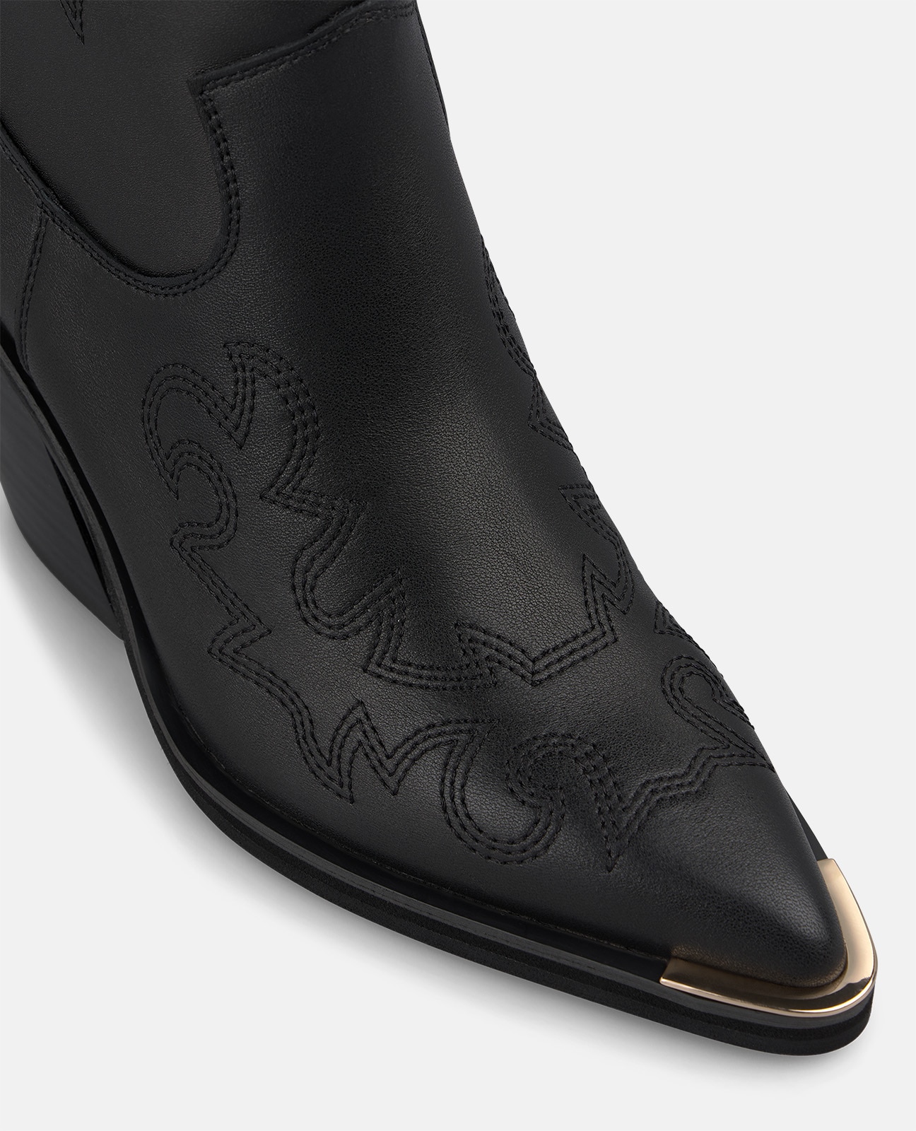 Botines cowboy de mujer en napa con detalles bordados - Negro Negro-4
