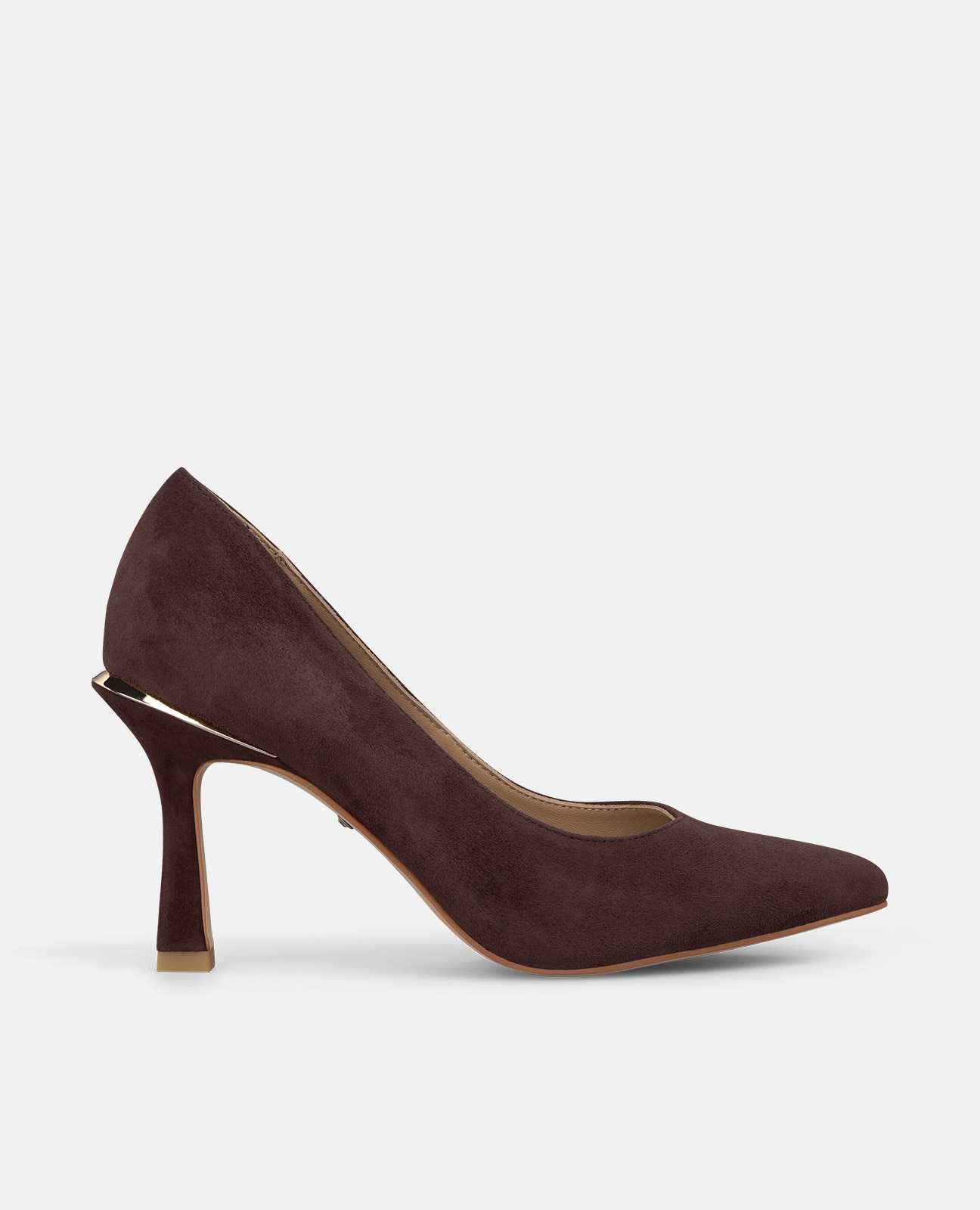 Zapatos de salón de mujer en ante tipo stiletto con acabado en punta - Alma en Pena - Marrón Marrón-1
