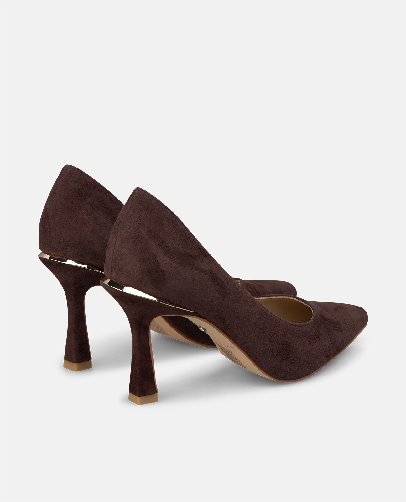 Zapatos de salón de mujer en ante tipo stiletto con acabado en punta - Alma en Pena - Marrón Marrón-2