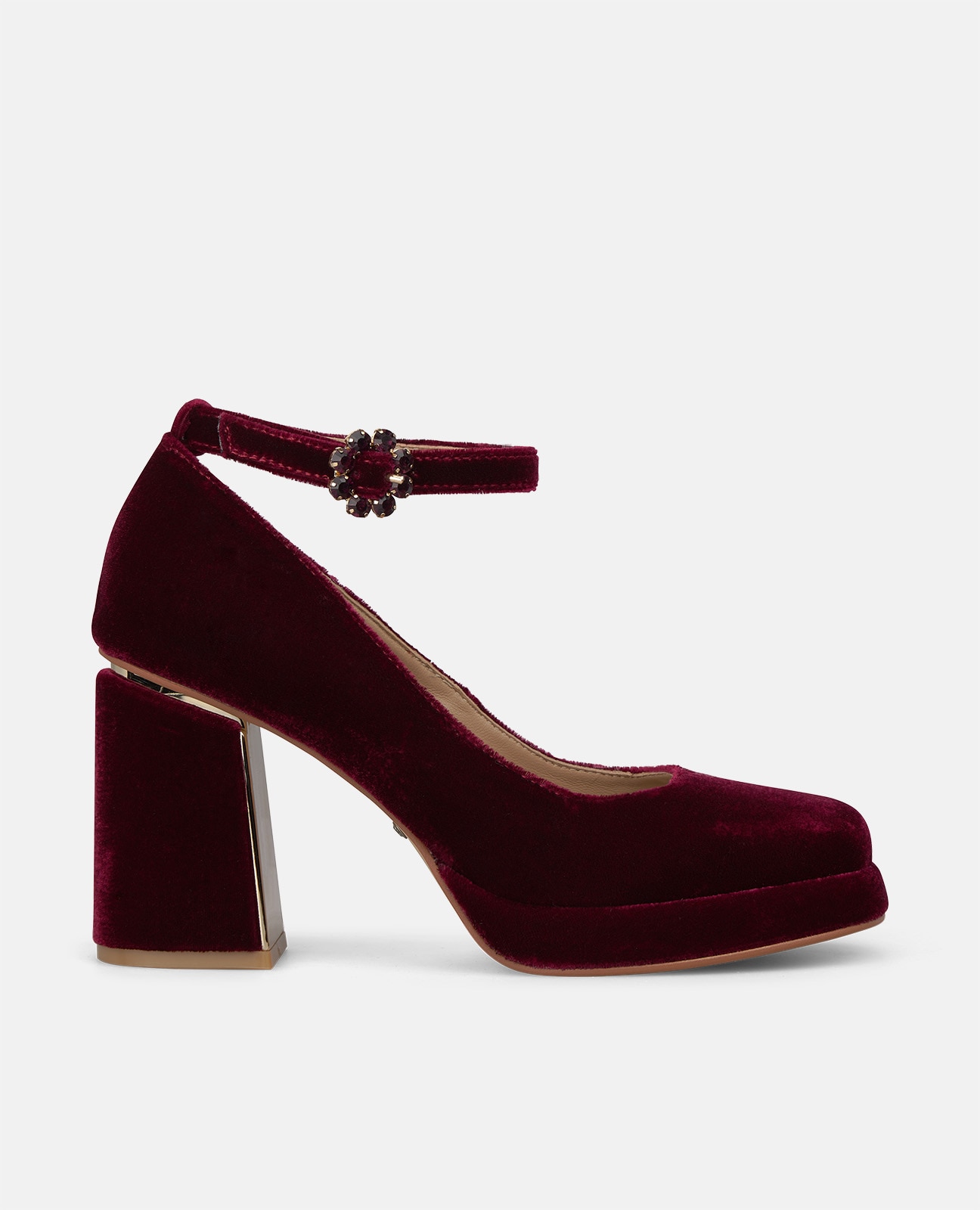 Zapato de salón de mujer en terciopelo con cierre de pulsera - Alma en Pena - Burdeos Burdeos-1