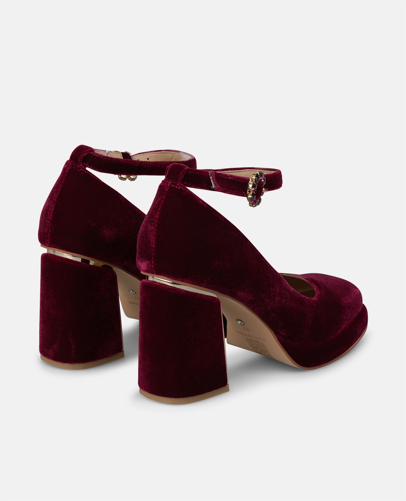 Zapato de salón de mujer en terciopelo con cierre de pulsera - Alma en Pena - Burdeos Burdeos-2