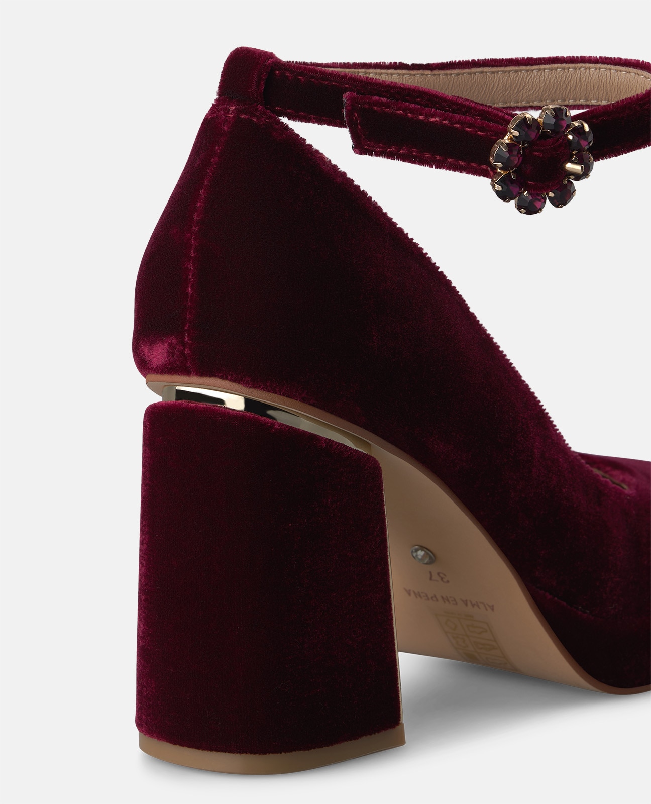 Zapato de salón de mujer en terciopelo con cierre de pulsera - Alma en Pena - Burdeos Burdeos-4